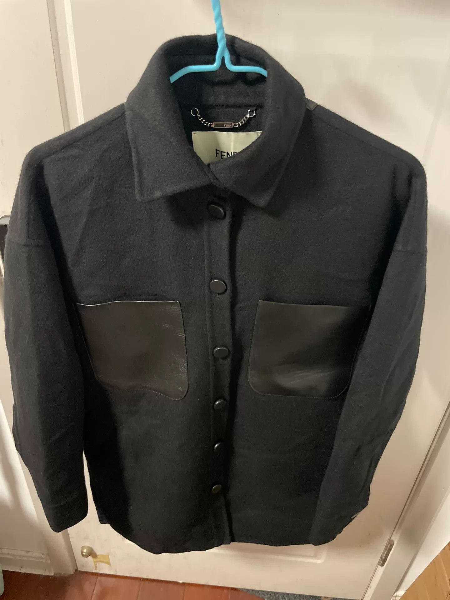 Fendi FENDI Black Paneled Pocket Cashmere Coat Size US M / EU 48-50 / 2 - 1 Thumbnail