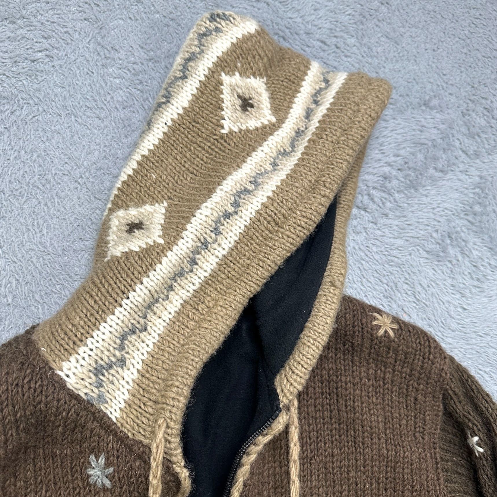 Vintage Kyber Jacket Large Brown Moose Pattern Hooded Wool Knit Zip Jacket Mens Size US L / EU 52-54 / 3 - 4 Thumbnail
