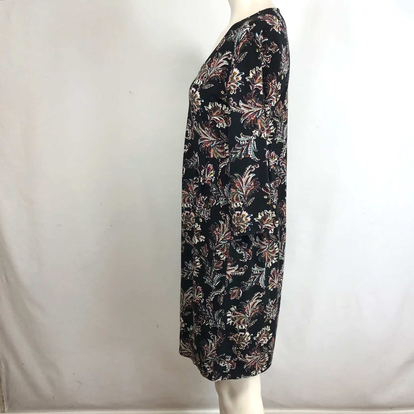 Vintage JJill Wearever Collection XS Black Paisley Print Shift Dress Size XS / US 0-2 / IT 36-38 - 6 Thumbnail