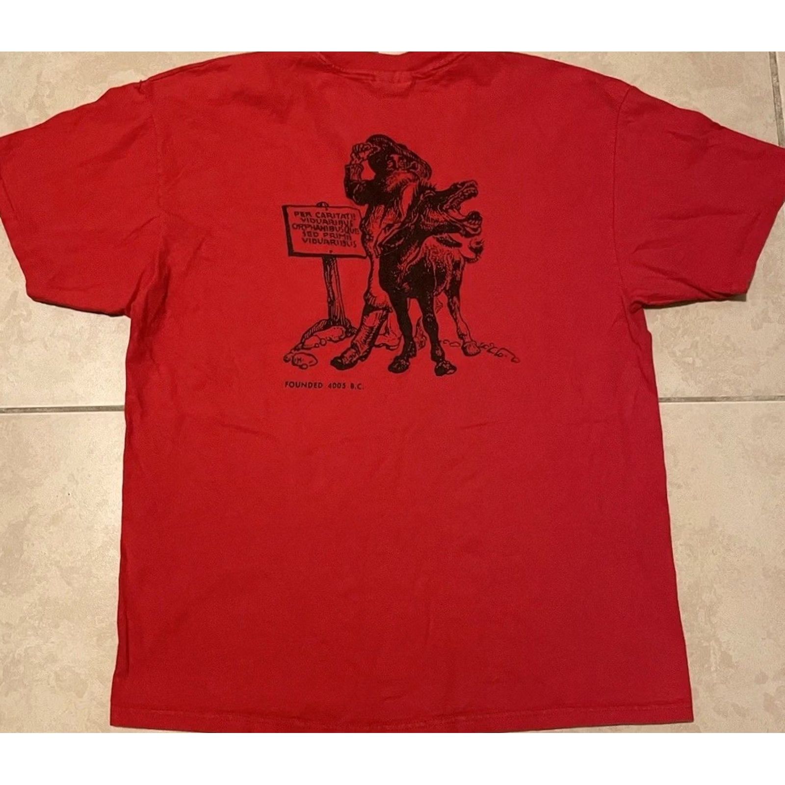 Vintage VINTAGE E Clampus Vitus Mountain Charlie Chapter Shirt XL Red Logo Short Sleeve T-Shirt Mens 90s Biker Grunge Striped Pattern Size US XL / EU 56 / 4 - 2 Thumbnail