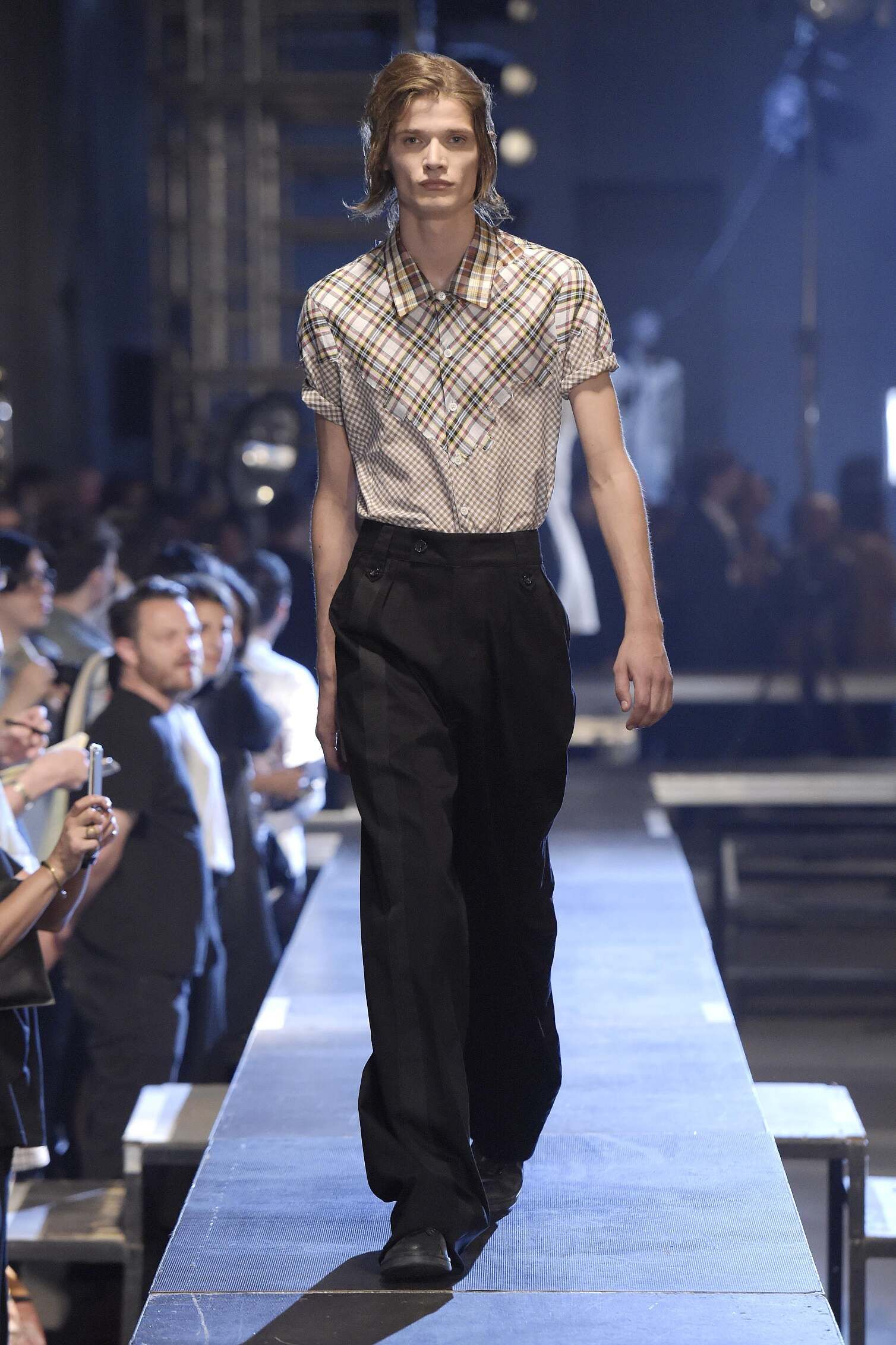 image of Raf Simons Spring 2016 Runway Patcwhork Shirt in Red Brown, Men's (Size Small)