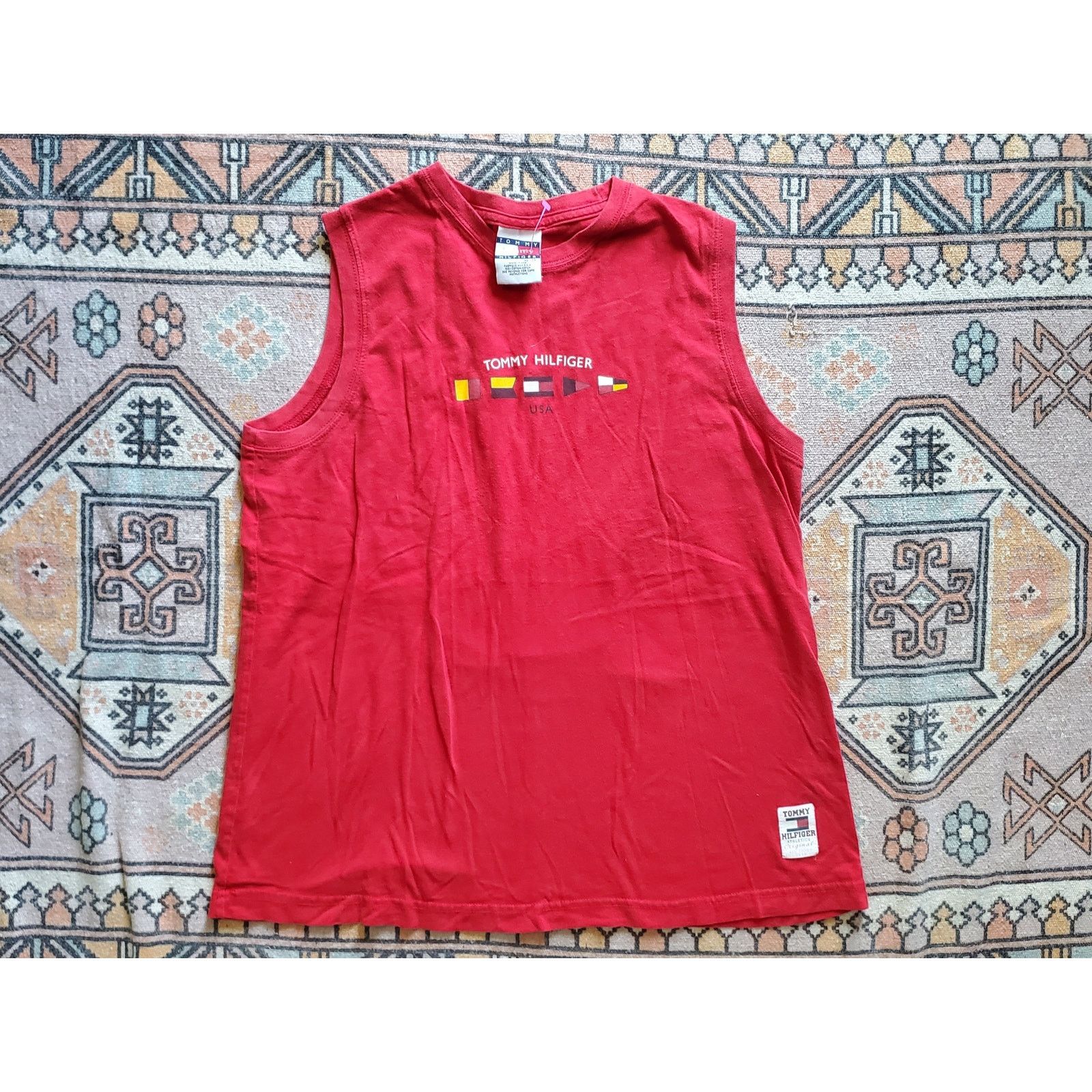 Tommy Hilfiger Y2K Tommy Hilfiger Made in USA Red Sleeveless Tank Top Shirt Size XL / US 12-14 / IT 48-50 - 1 Thumbnail