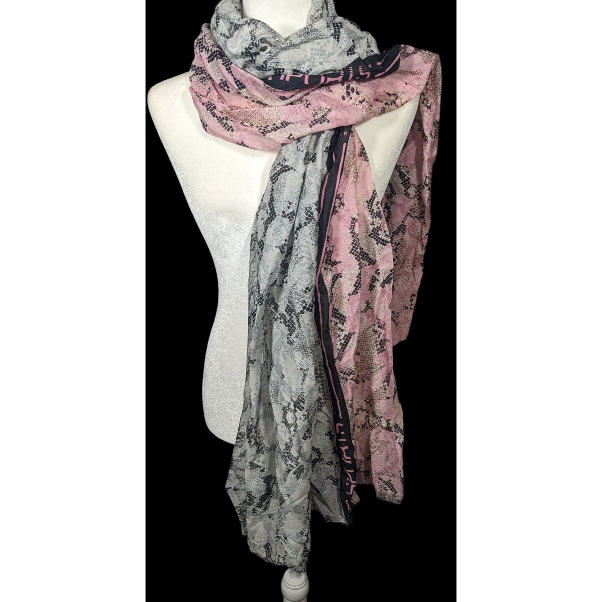 Other Marc Cain Sports Grey And Pink Snake Print Scarf Size ONE SIZE - 2 Thumbnail