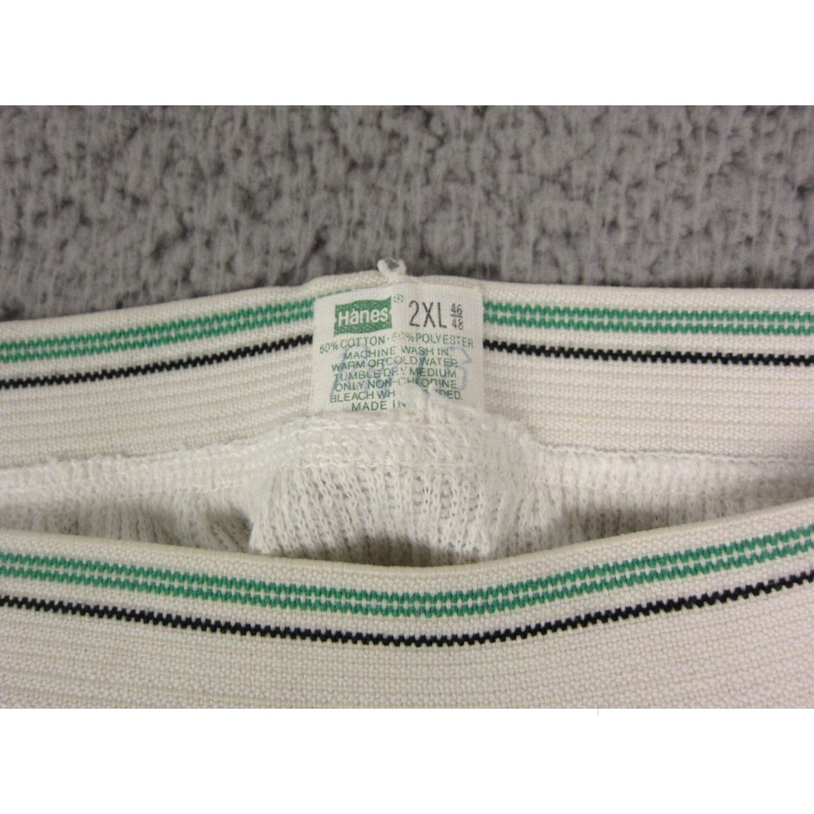 Hanes Vintage Hanes Pants 2XL White Thermal Waffle Knit Sweatpants Mens 80s Winter Base Layer Cotton Polyester Regular Fit Size US 39 - 4 Thumbnail