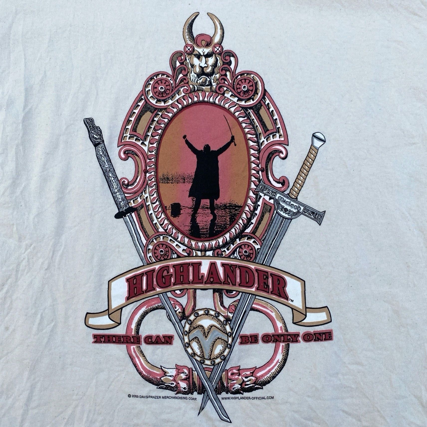 Gildan VINTAGE Highlander 1997 90s T-Shirt Men’s Sz L Movie Promo TV Sword Tee Shirt Tan Mens L Size US L / EU 52-54 / 3 - 2 Thumbnail