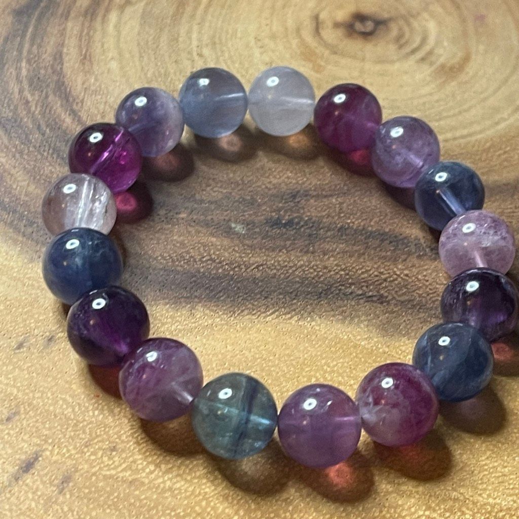 Other Fluorite bracelet striped layers rainbow colors stretch 12mm Size ONE SIZE - 6 Thumbnail