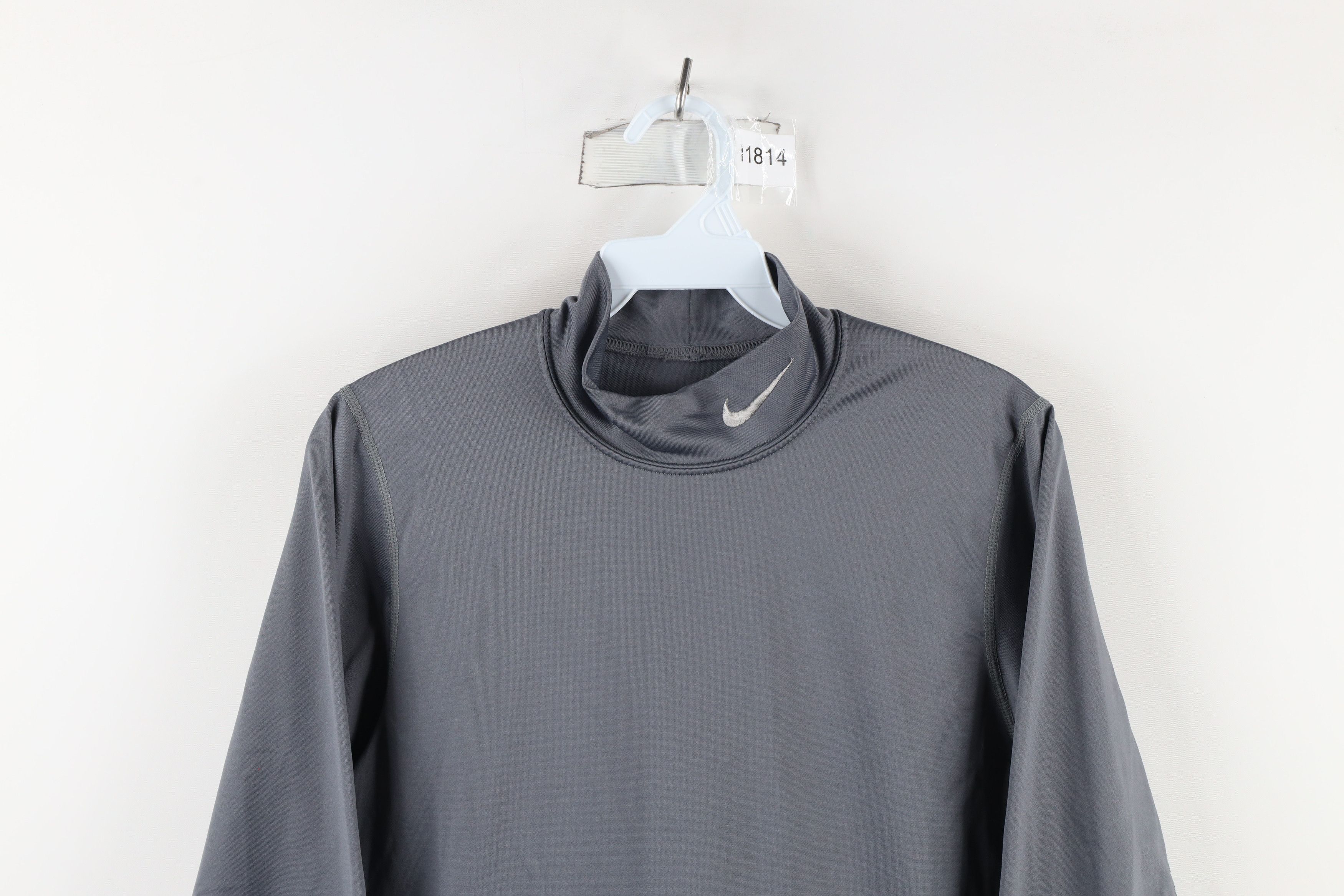 Nike × Vintage Nike Pro Mini Swoosh Mock Neck Compression T-Shirt Gray Size US M / EU 48-50 / 2 - 2 Thumbnail