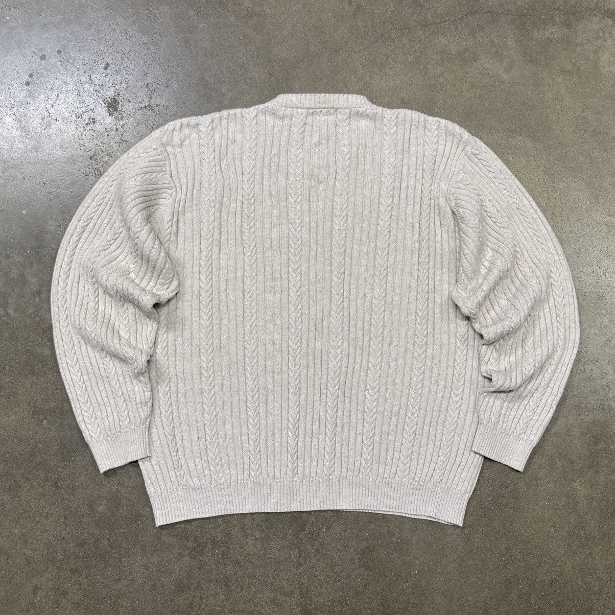 Izod Vintage IZOD V-Neck Cable Knit Sweater Ivory Preppy Size US XL / EU 56 / 4 - 4 Thumbnail