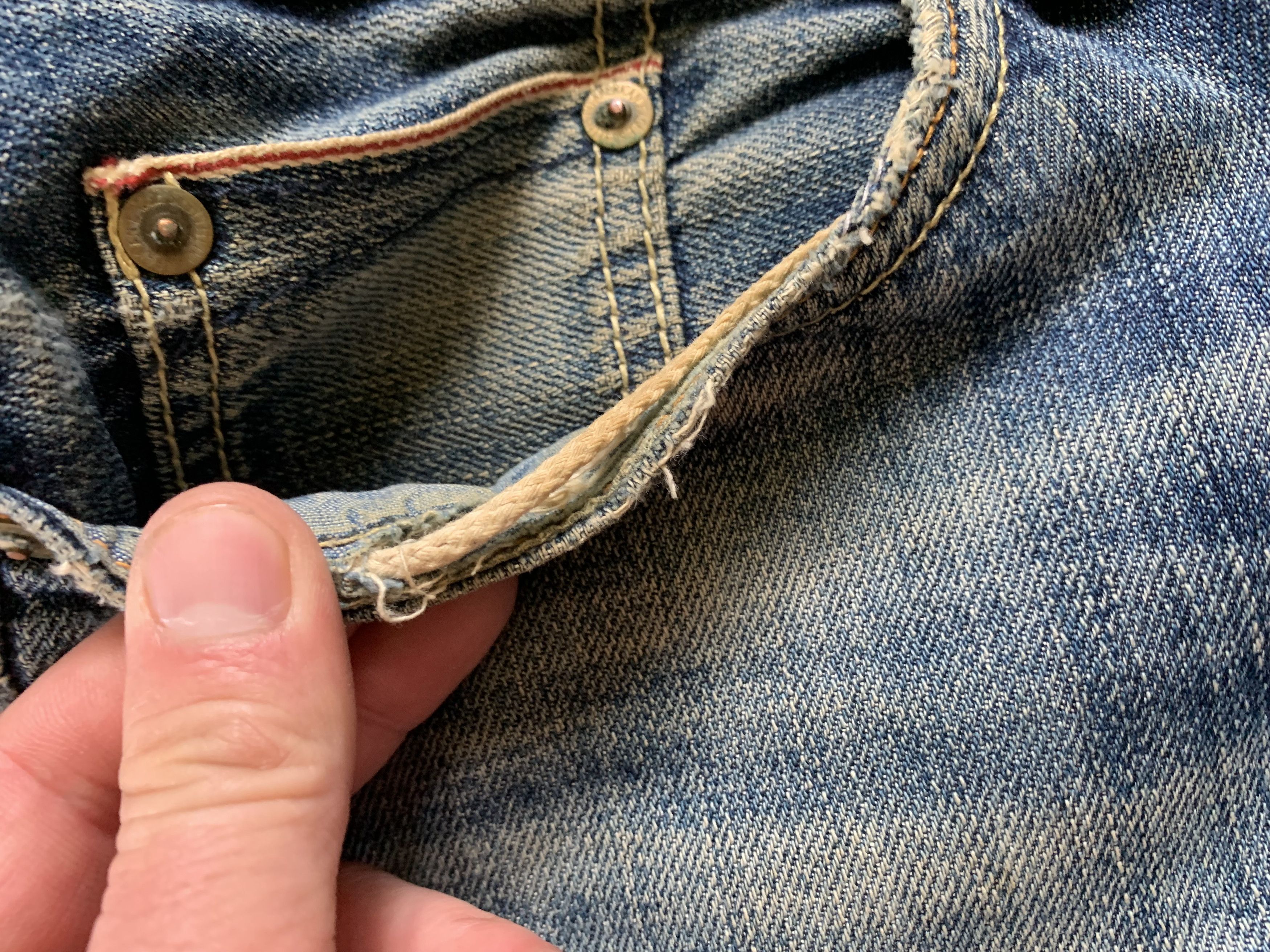 American Eagle Outfitters American Eagle Light Blue Distressed Selvedge Jeans Size US 30 / EU 46 - 6 Thumbnail