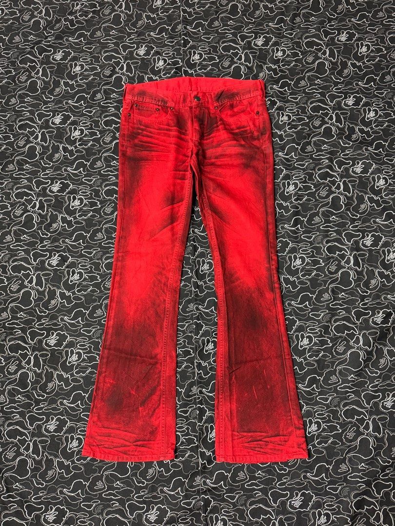 Japanese Brand FIRE🔥Japanese Brand Whisker Punk Flare Stud Denim E250 Size US 32 / EU 48 - 1 Thumbnail