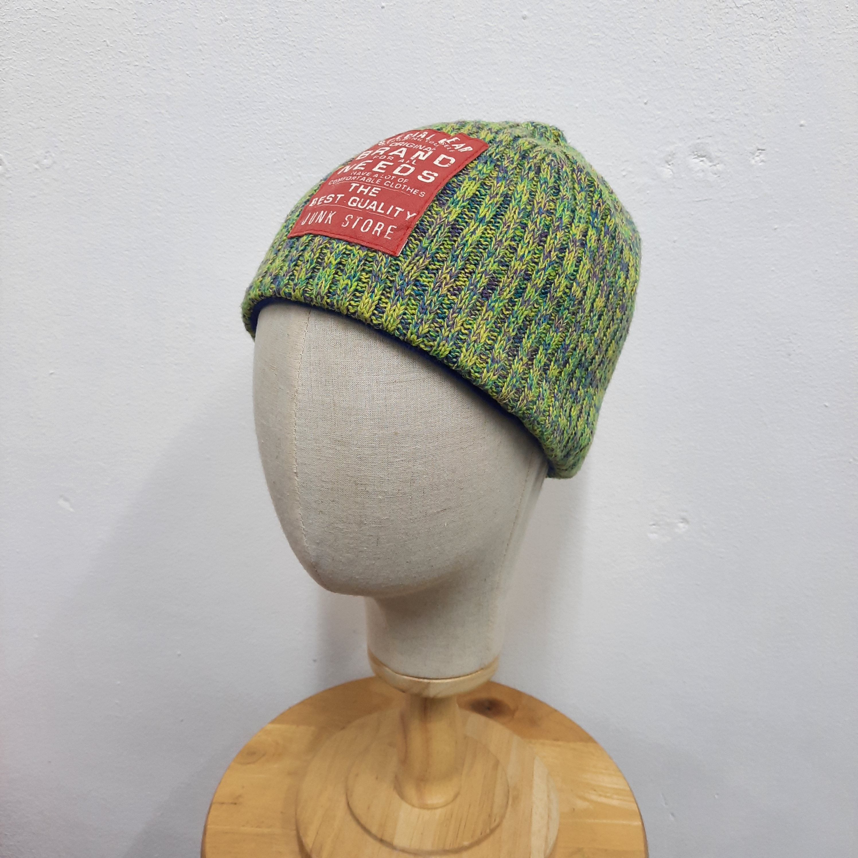 Blue Blue Japan 🪭 Japanese brand junkstore big patch pull on beanie hat Size ONE SIZE - 2 Thumbnail