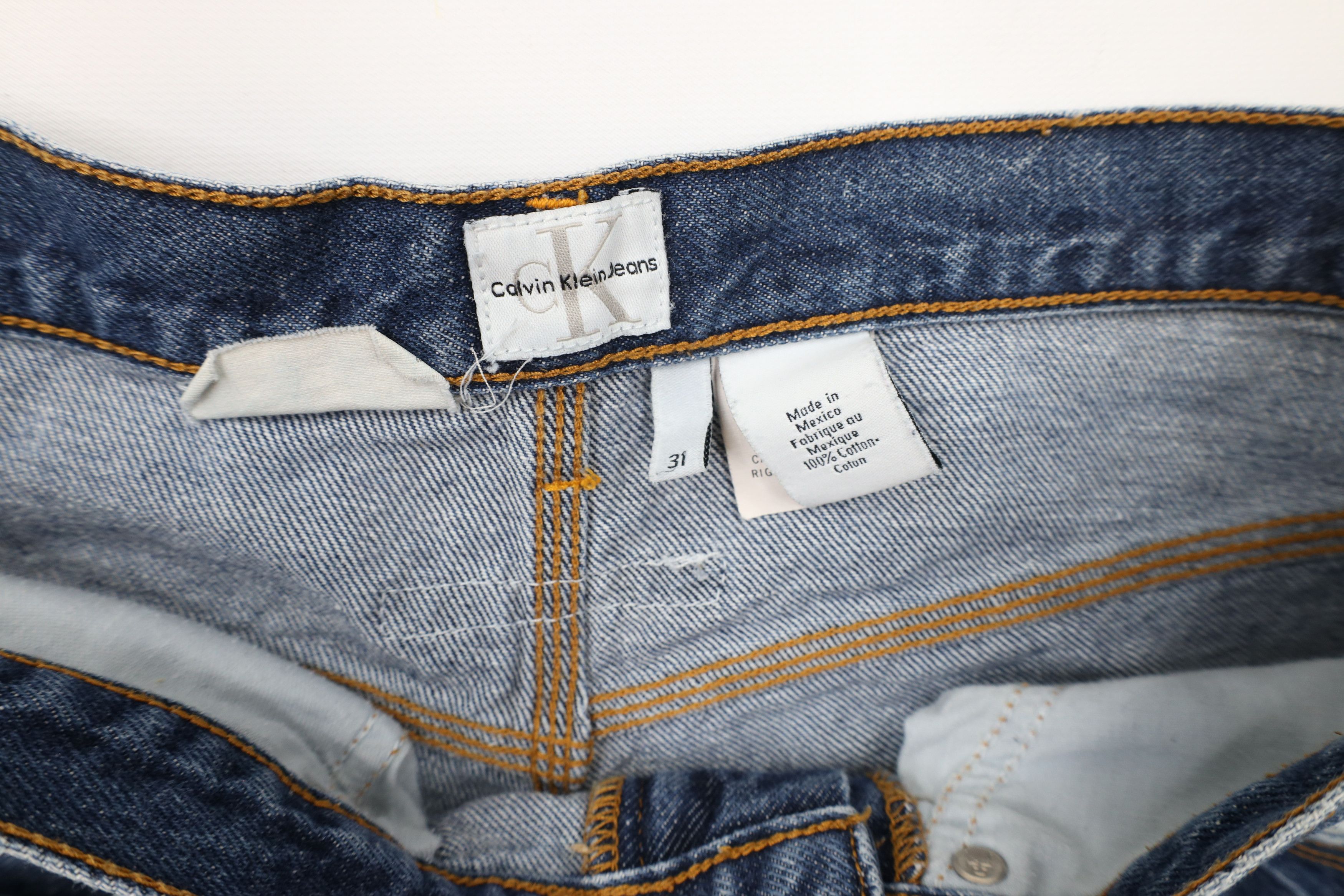 Calvin Klein × Vintage Vintage 90s Calvin Klein Spell Out Wide Leg Dungaree Jeans Size US 31 - 6 Thumbnail
