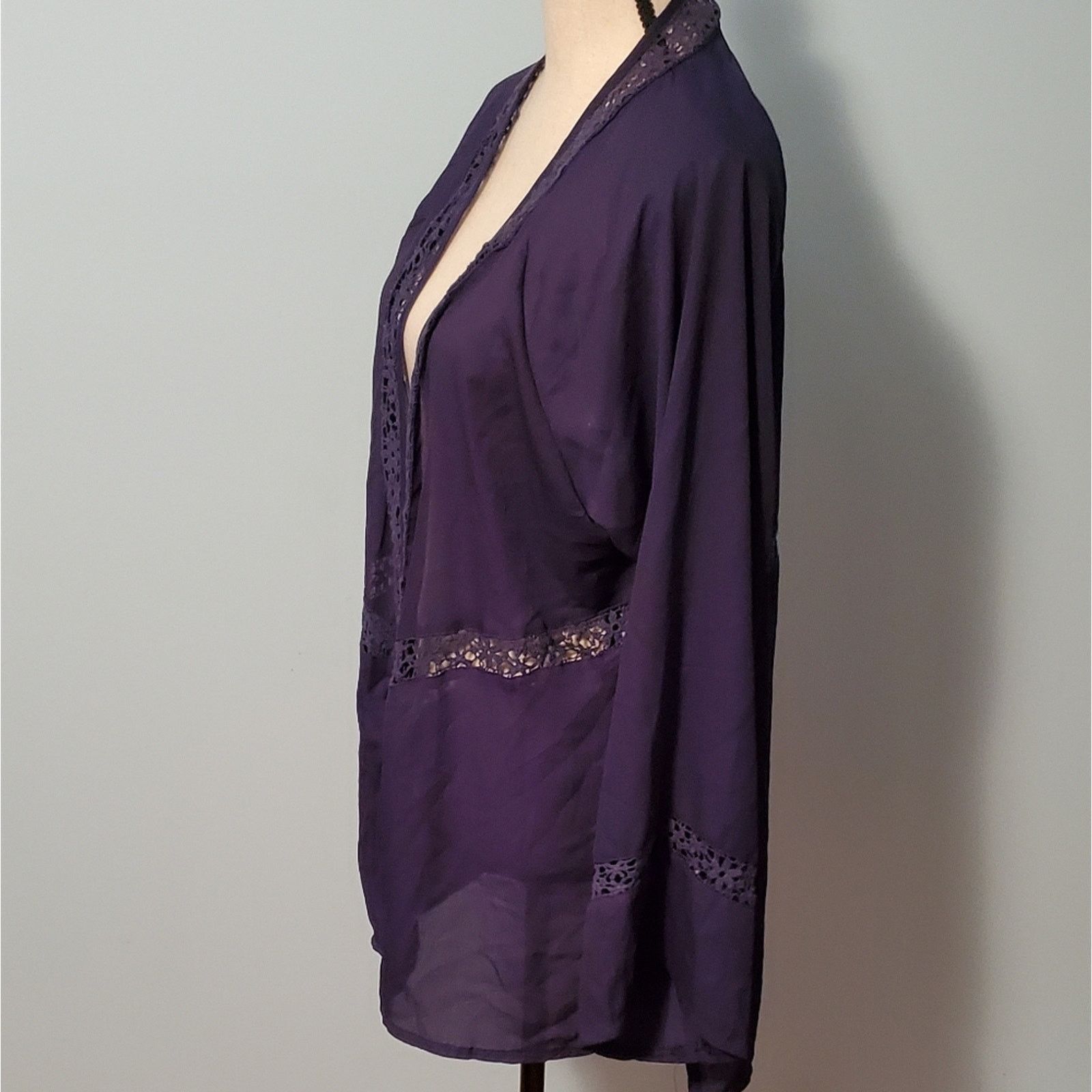 Other Forgotten Grace Boutique Sheerish Purple Open Cardigan Size L / US 10 / IT 46 - 6 Thumbnail