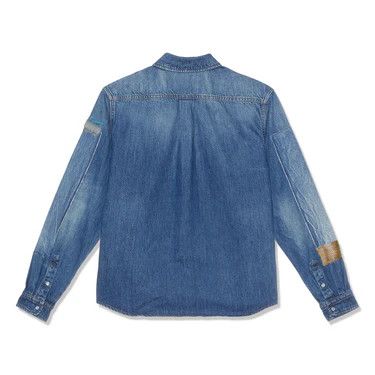 Marni o1w1db1em1224 Mohair Patchwork Denim Shirt in Blue Size US M / EU 48-50 / 2 - 2 Thumbnail
