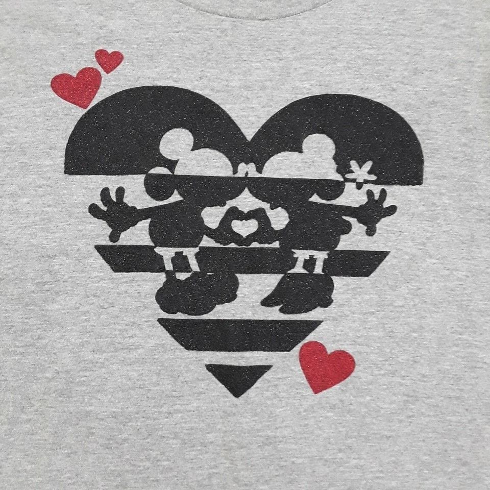 Disney DISNEY Mickey & Minnie T-shirt XS Gray Black Glitter Sparkle Size XS / US 0-2 / IT 36-38 - 4 Thumbnail