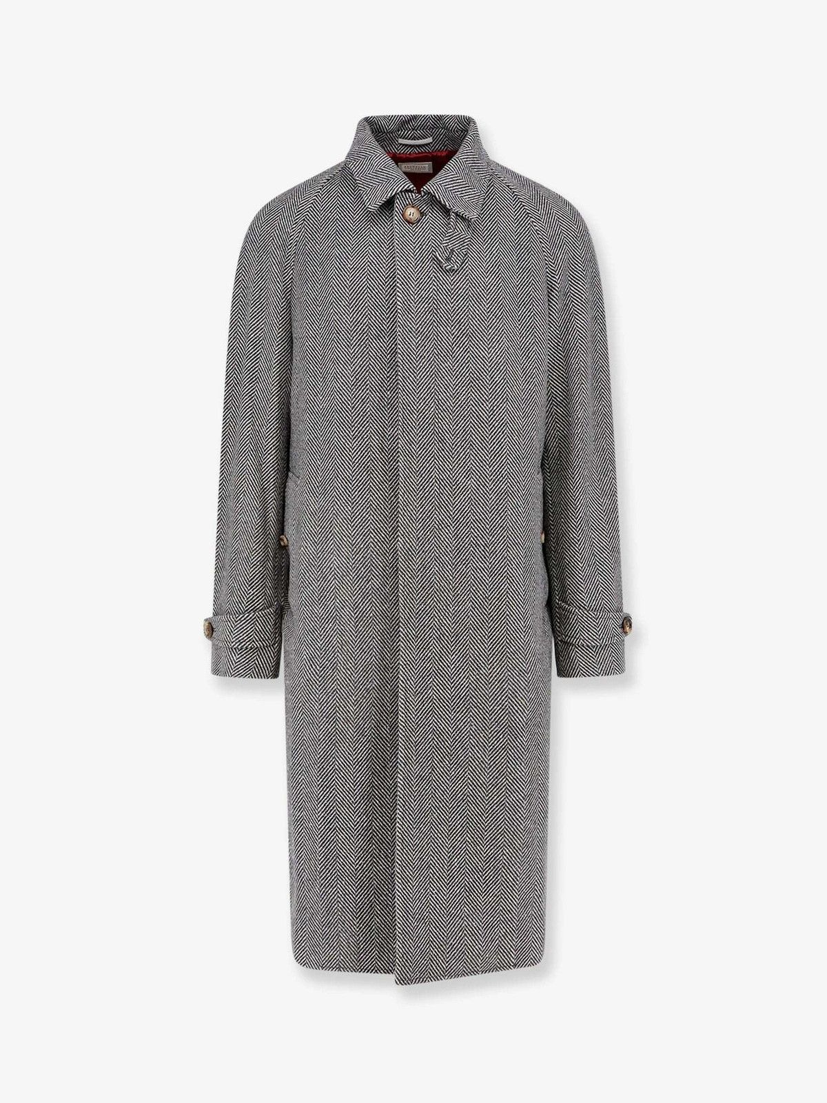 Brunello Cucinelli o1w1db10226 Wool Silk Cashmere Blend Coat in Grey Size US M / EU 48-50 / 2 - 1 Thumbnail
