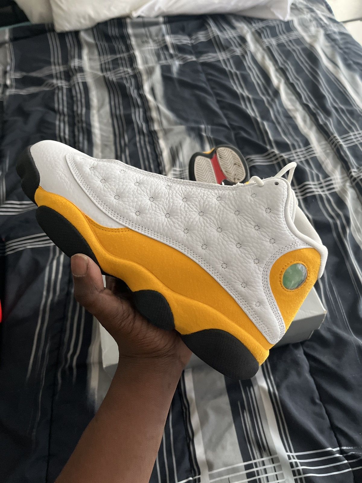image of Air Jordan 13 - Yellow/black Shoes in White, Men's (Size 9)