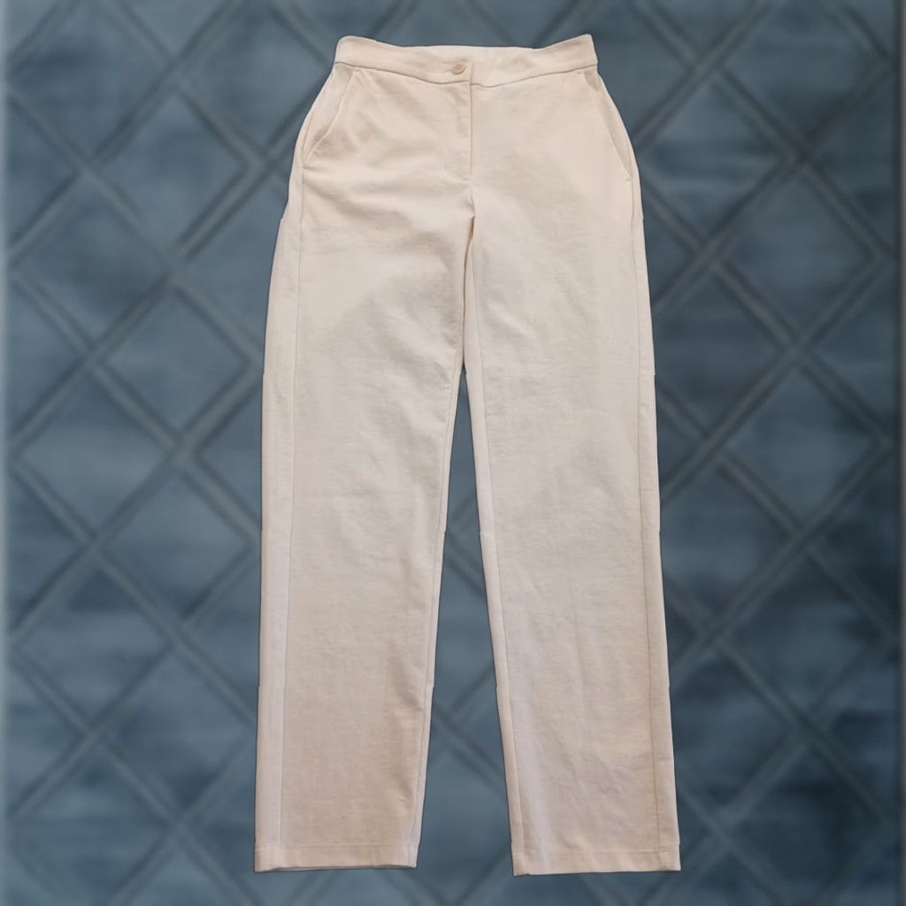 Eileen Fisher Eileen Fisher Pants Women Ankle 2XS Ivory 25x27.5 Mid Rise Pockets Straight Flat Front Cotton Blend Vintage: No Size 24" / US 00 / IT 34 - 1 Thumbnail