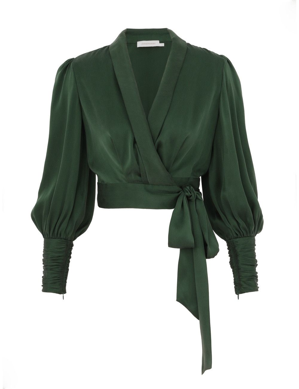 Zimmermann oc11z0226 Silk Wrap Top In Forest Green Size M / US 6-8 / IT 42-44 - 1 Thumbnail