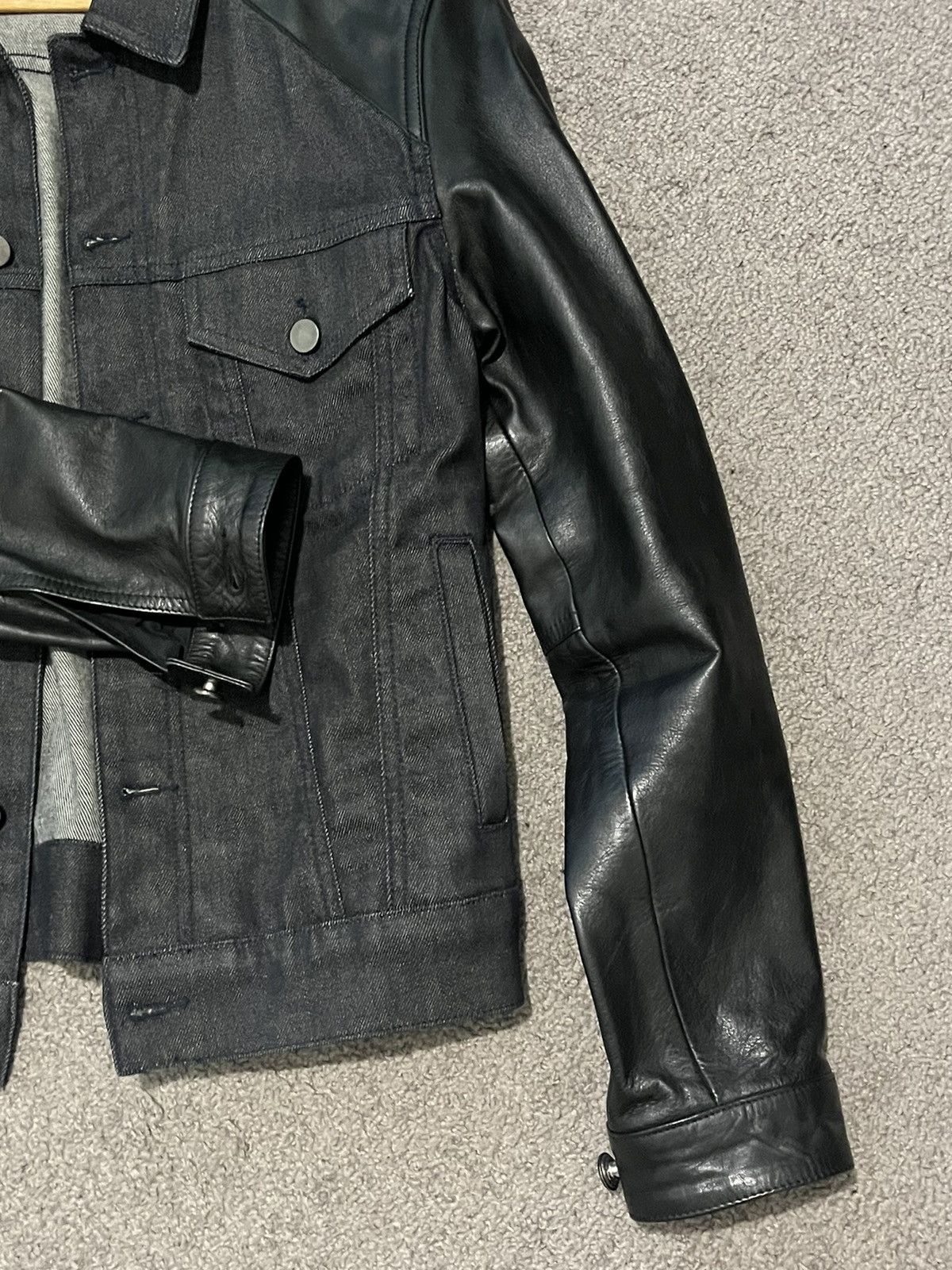 The Kooples The Kooples Leather Sleeve Trucker Jacket Size US S / EU 44-46 / 1 - 11 Thumbnail