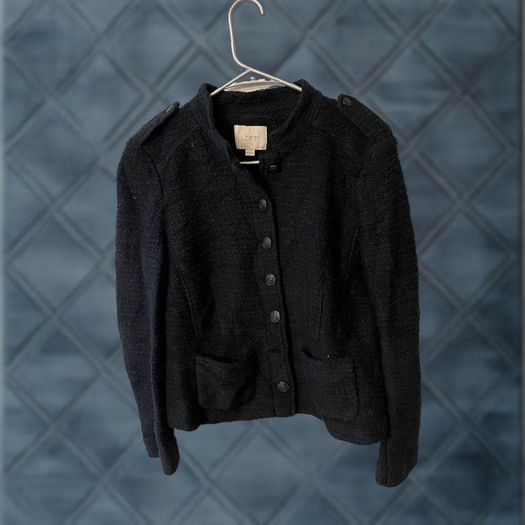 Ann Taylor LOFT Ann Taylor Petites Women's Black Army Military Style Blazer Jacket 10P Size L / US 10 / IT 46 - 1 Thumbnail
