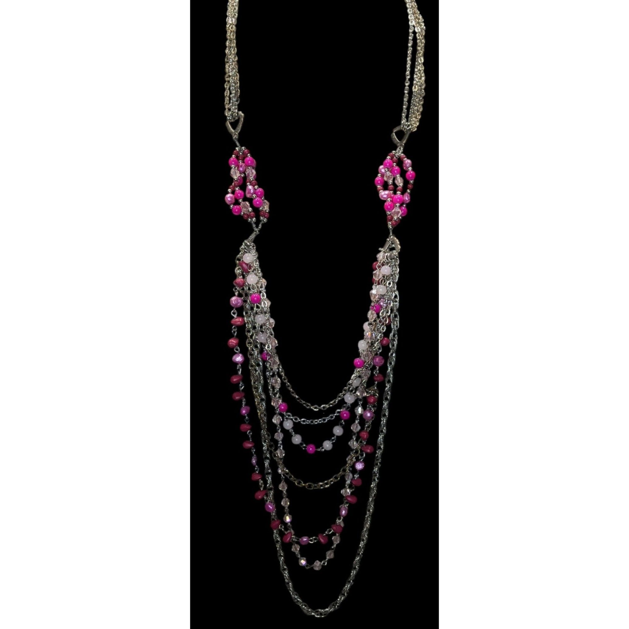Other Vintage Y2K Multilayer Pink Bead & Chain Necklace Size ONE SIZE - 3 Thumbnail