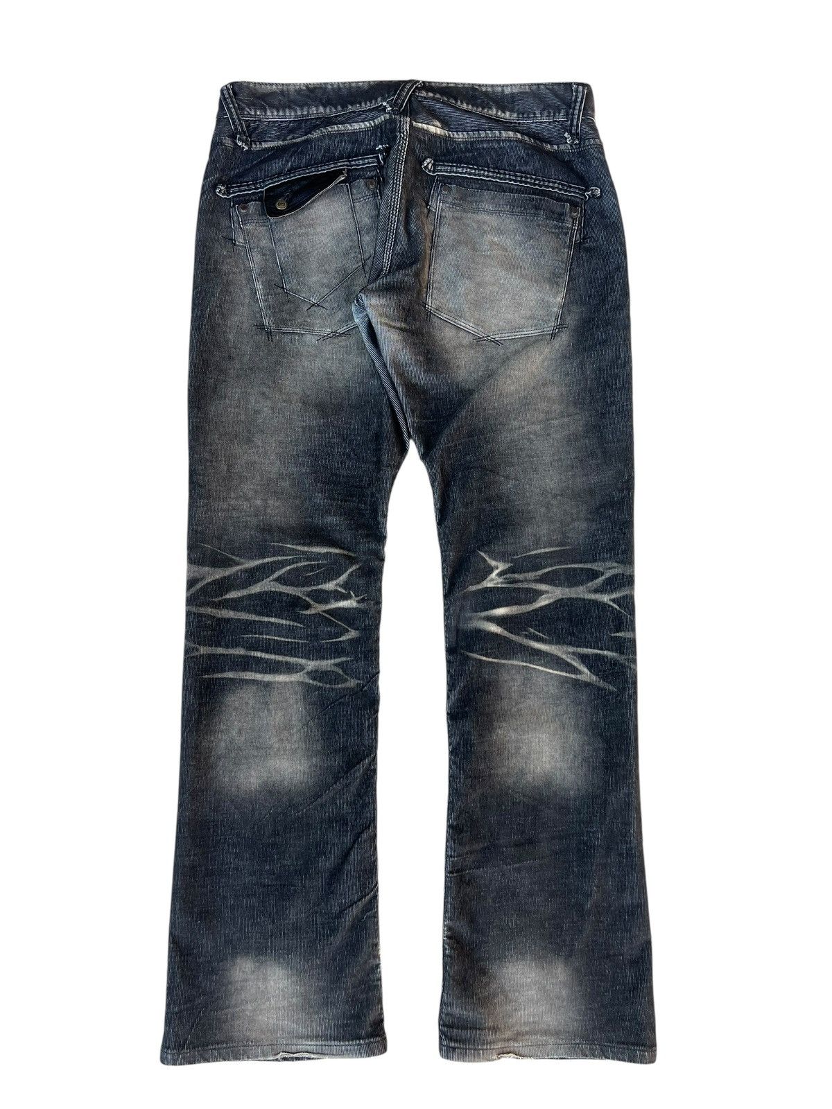 Vintage Rattle Trap Japan Distress Fade Stretch Corduroy Flare Jeans Size US 32 / EU 48 - 15 Thumbnail