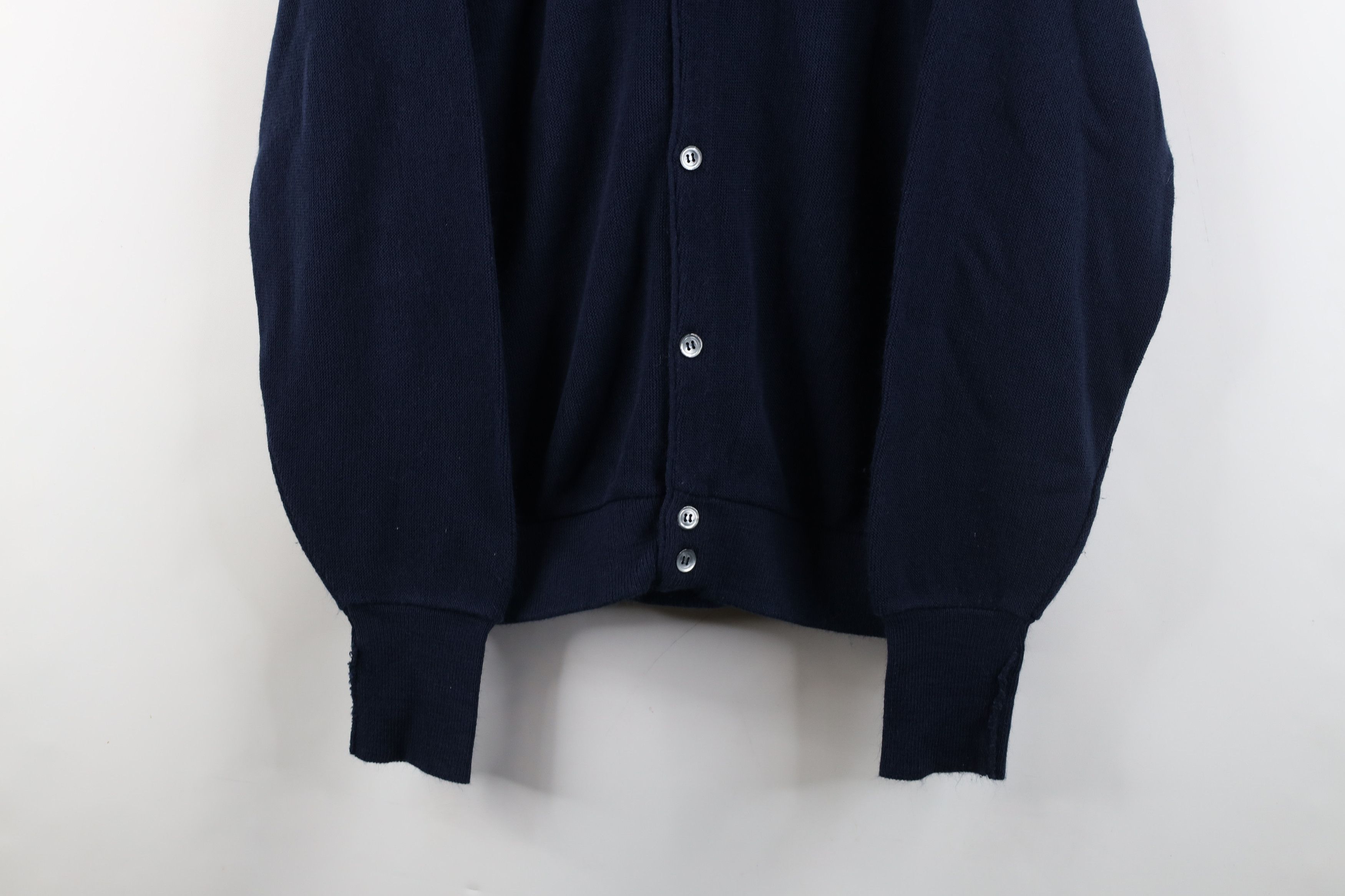 Izod × Vintage Vintage 90s Izod Spell Knit Cardigan Sweater Navy Blue USA Size US L / EU 52-54 / 3 - 3 Thumbnail