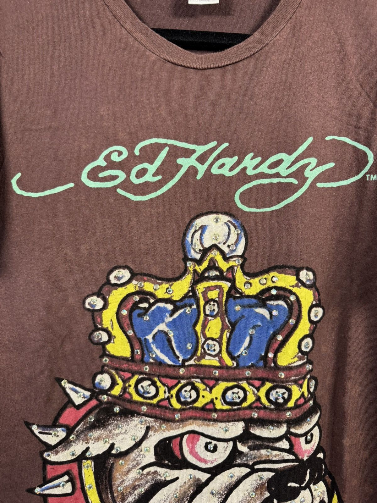 Designer × Ed Hardy Don Ed Hardy Brown Bulldog Graphics Printer Logo T Shirt M Size US M / EU 48-50 / 2 - 6 Thumbnail