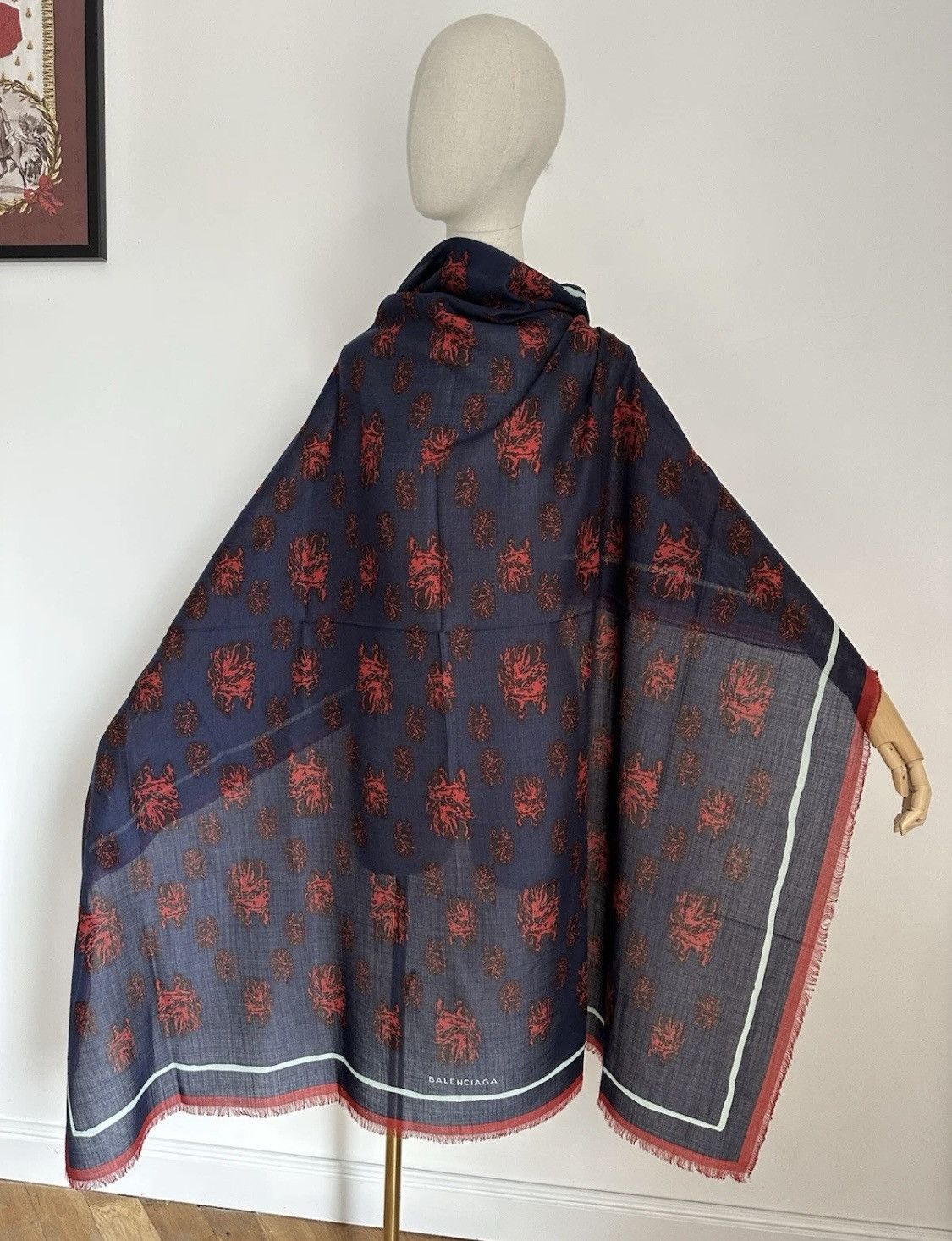 Balenciaga Balenciaga Scarf Shawl Wool/Silk Wolf 138/136cm! Size ONE SIZE - 10 Thumbnail
