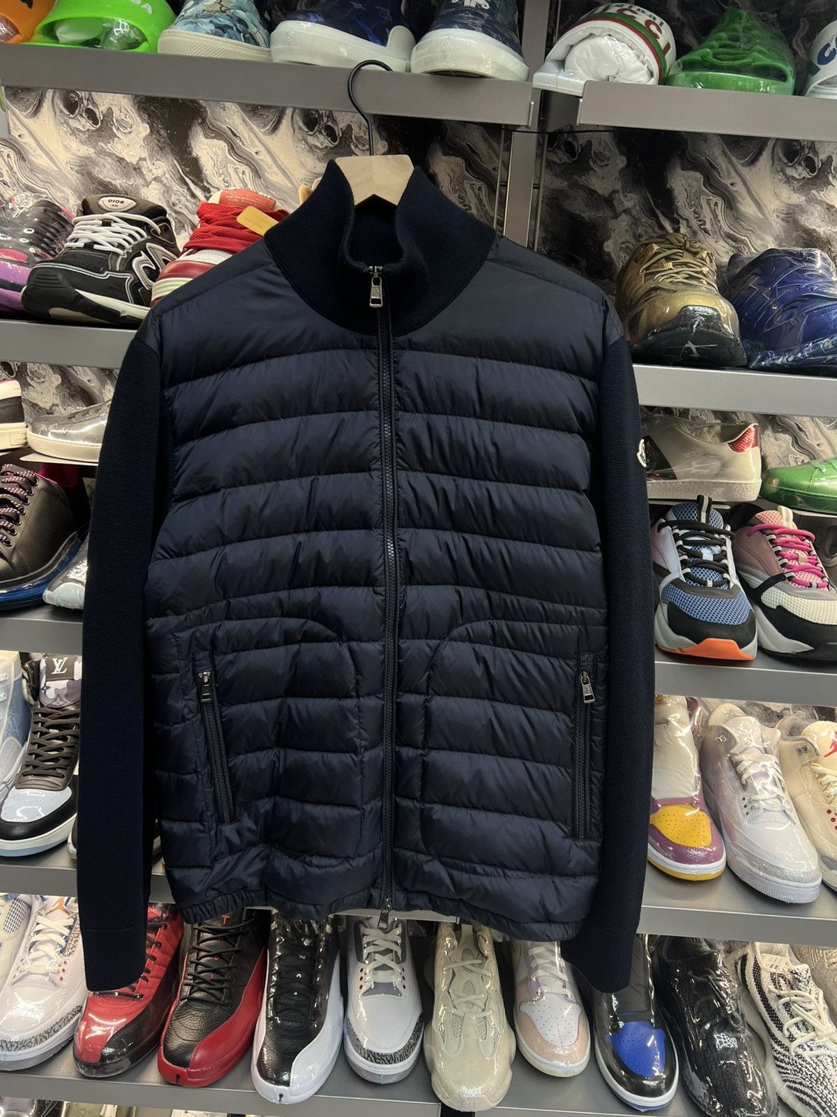Moncler Moncler Navy Padded Wool Cardigan Size US XL / EU 56 / 4 - 1 Thumbnail