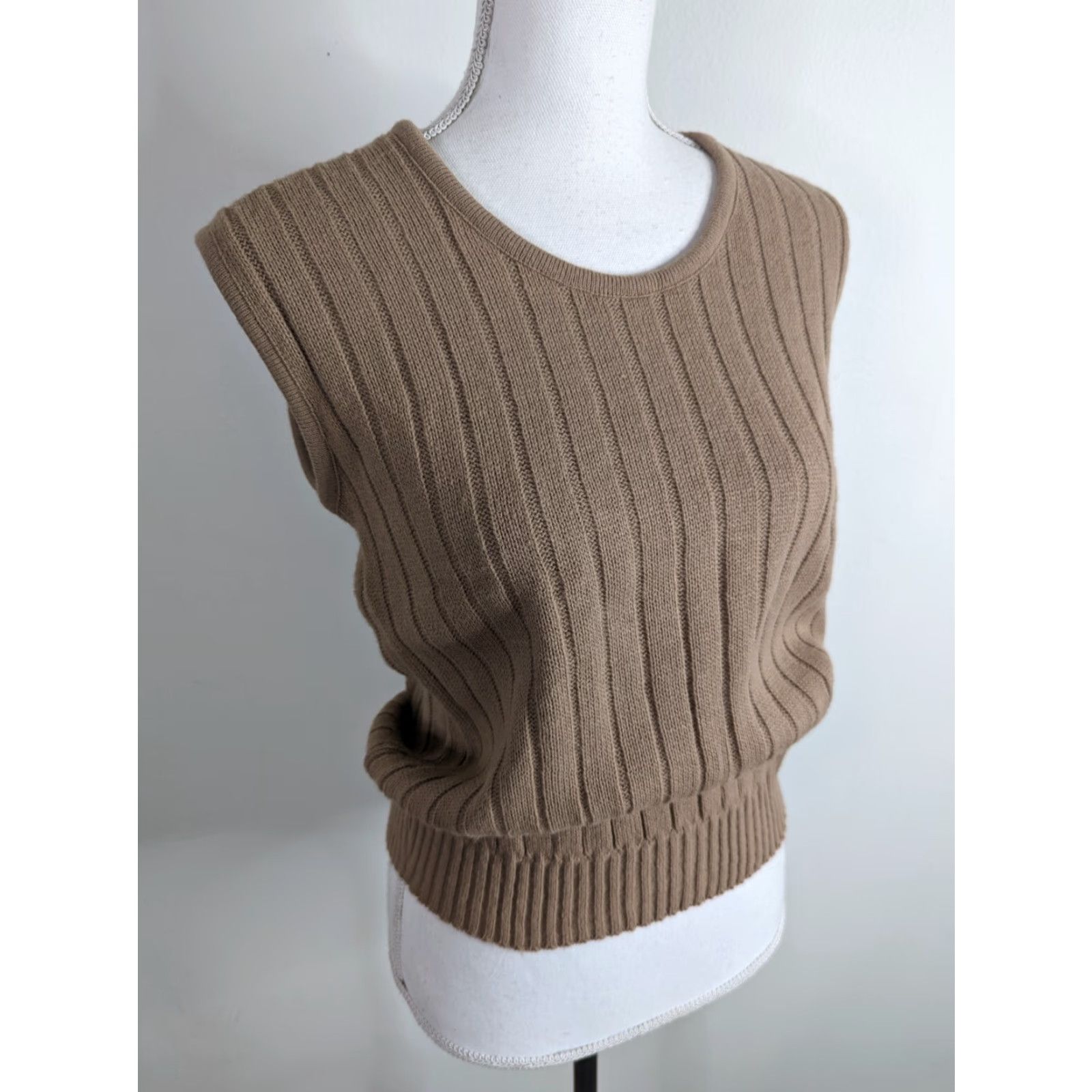 Vintage VINTAGE Pine State Sweater Vest Women’s Medium Ribbed Beige 80s 10/12 V1J Size M / US 6-8 / IT 42-44 - 2 Thumbnail