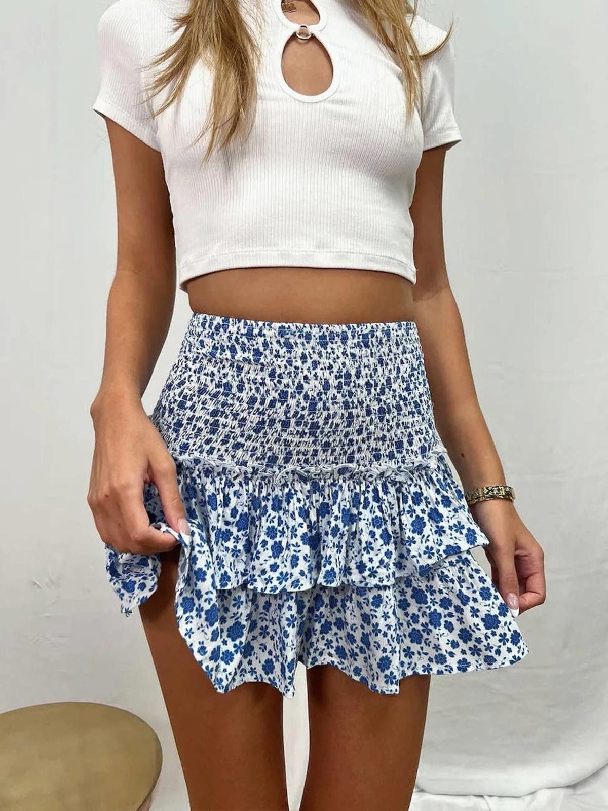 Other Stylish Floral Bohemian Ruffle Skirt Skort Size 28" / US 6 / IT 42 - 6 Thumbnail