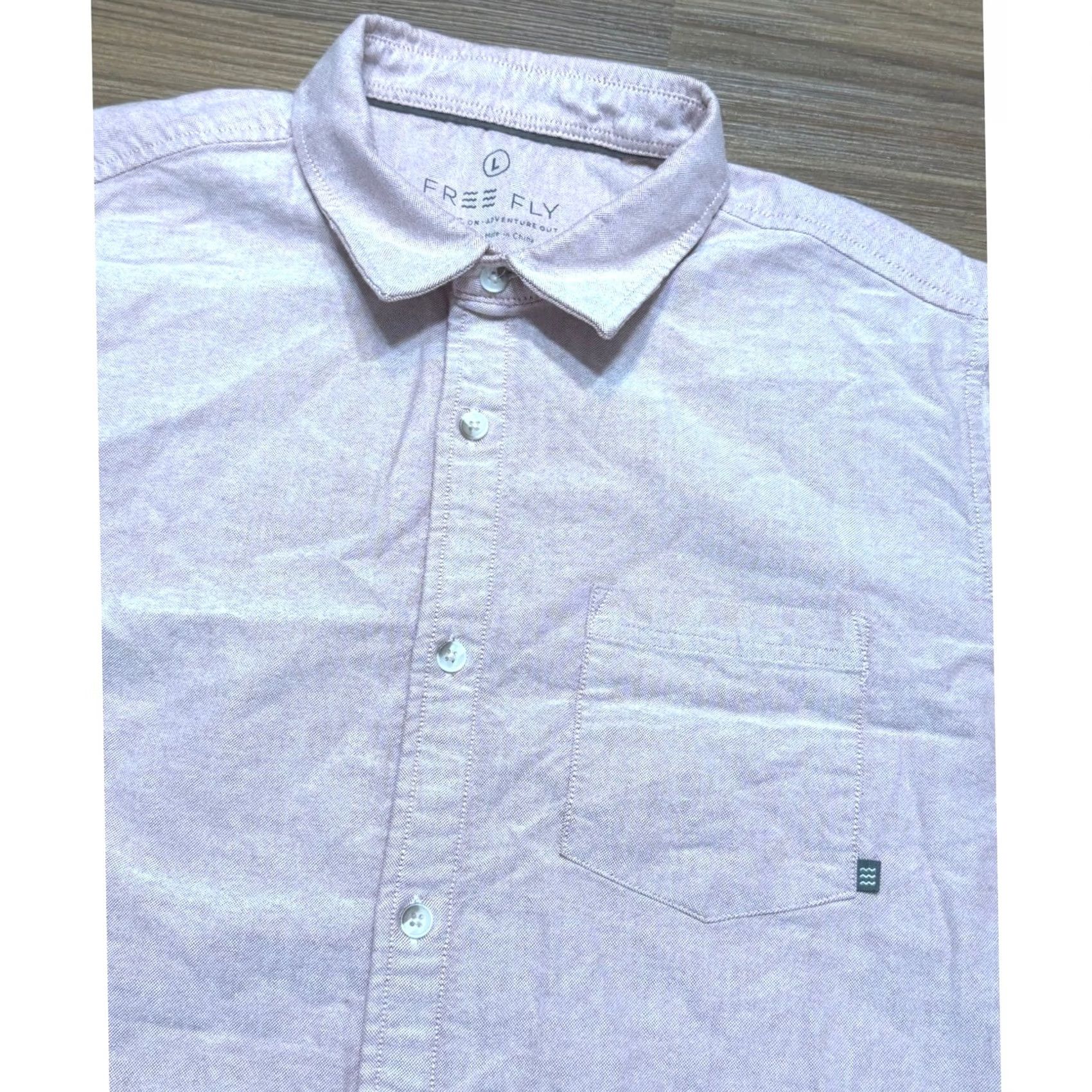 Pinko Free Fly Shirt Short Sleeve Button Down Bamboo Pink Heathered L Sz L Size US L / EU 52-54 / 3 - 2 Thumbnail