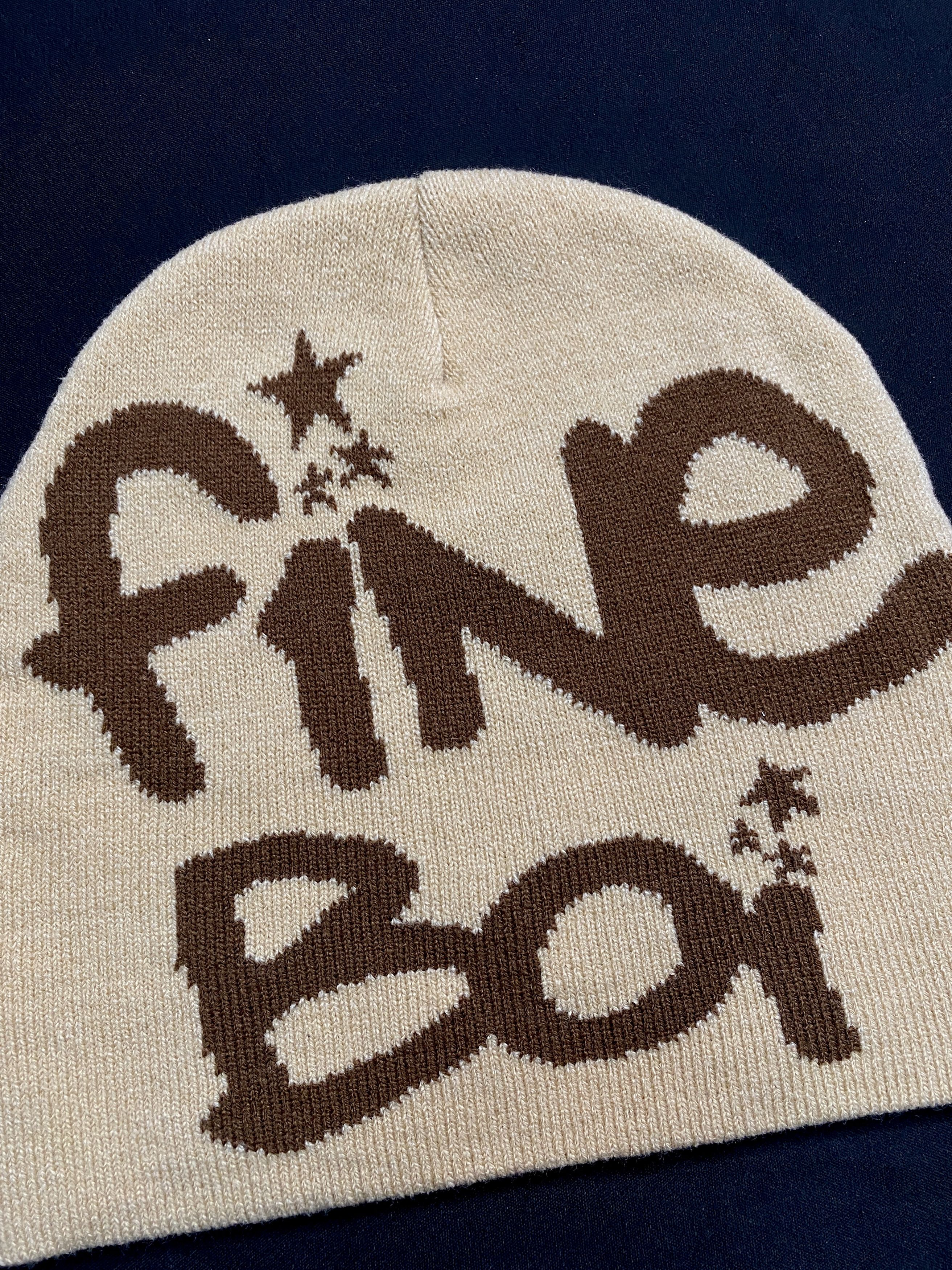 Japanese Brand Deadstock Fine Boy Graphic No Cuff Knit Brown Beanie OS Size ONE SIZE - 2 Thumbnail