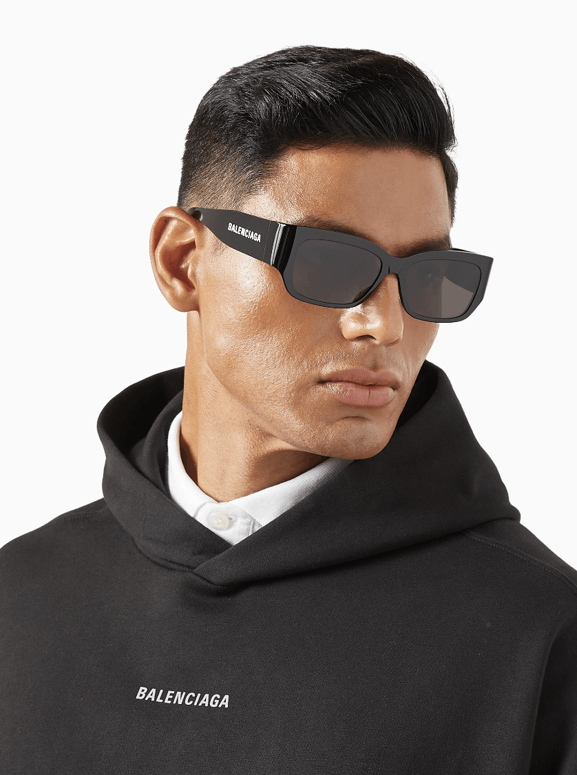 image of New Balenciaga Bb0331Sk - 001 Logo Sunglasses in Black, Men's