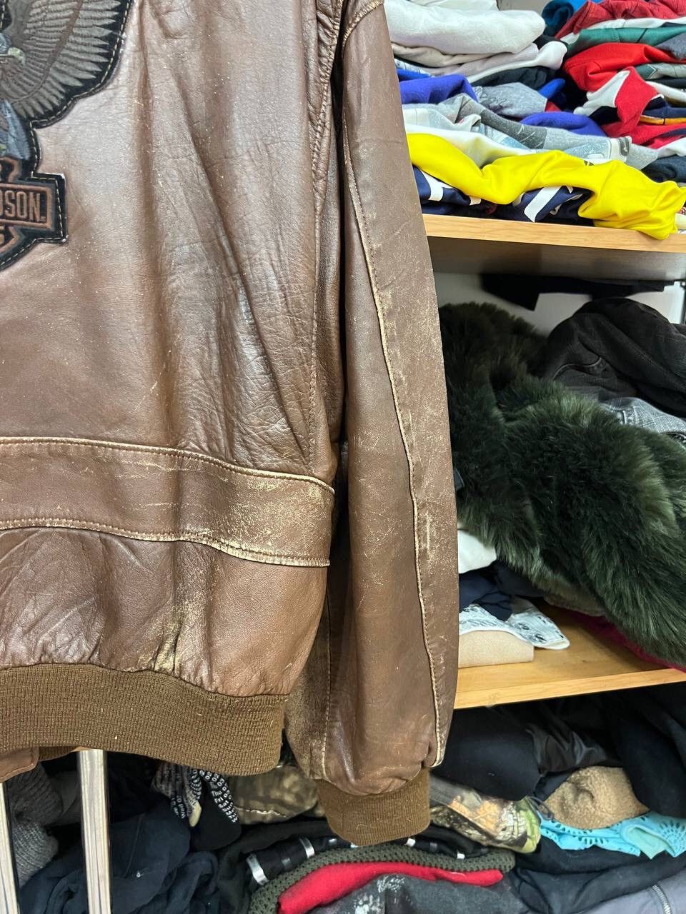 Harley Davidson × Vintage Harley Davidson Y2K Leather Distressed aviator jacket Size US L / EU 52-54 / 3 - 12 Thumbnail