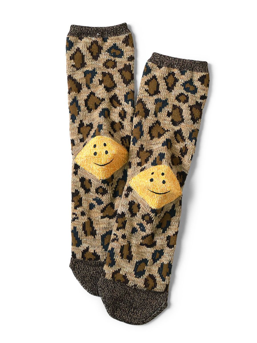 Kapital Kapital RAINBOWY HAPPY HEEL Leopard Socks Size ONE SIZE - 1 Thumbnail