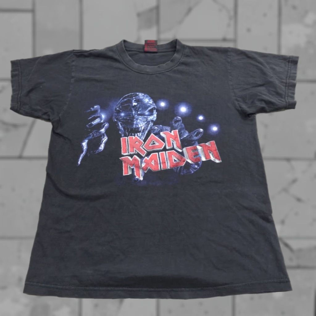 Vintage Iron Maiden Shirt Medium Black Give Me Ed T-Shirt Crew Neck Short Sleeve Men Cotton Graphic Print 90s Concert Elements Mens Size US M / EU 48-50 / 2 - 1 Thumbnail