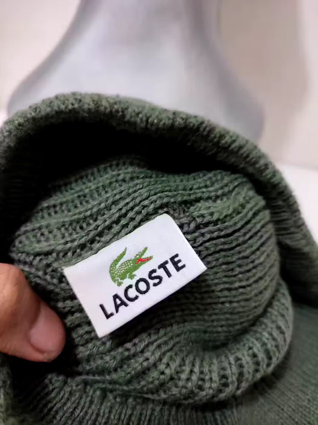 Lacoste Vintage Lacoste Olive Beanie Hats Size ONE SIZE - 8 Thumbnail