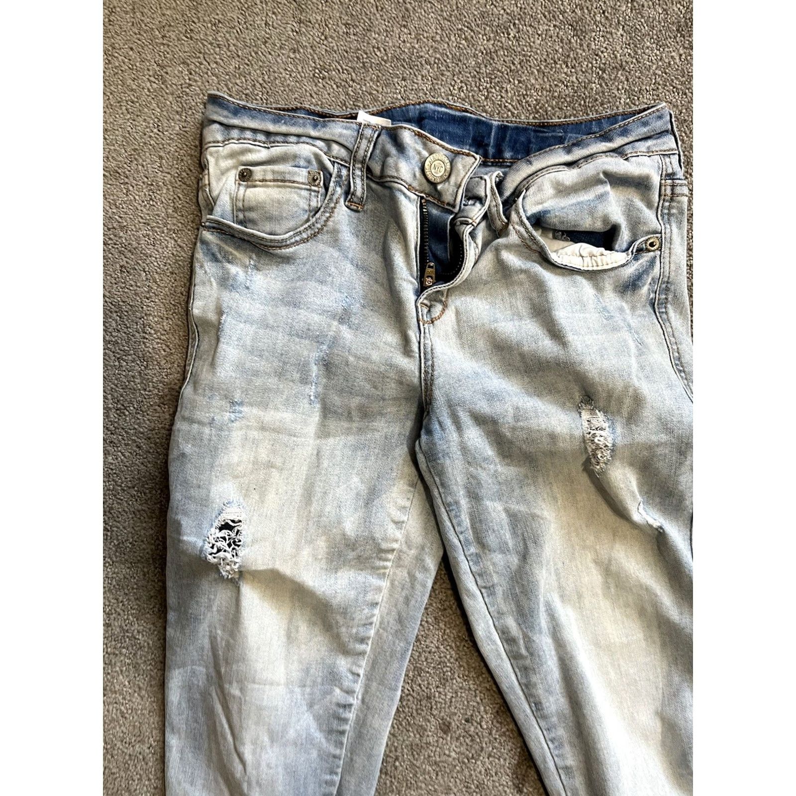 Aeropostale Aeropostale Jeans Jegging Denim 4 Womens Regular Blue Distressed 5-Pocket Inseam 27in Mid Rise Cotton Blend Button Zipper Denim Surface Logo Size 27" / US 4 / IT 40 - 4 Thumbnail