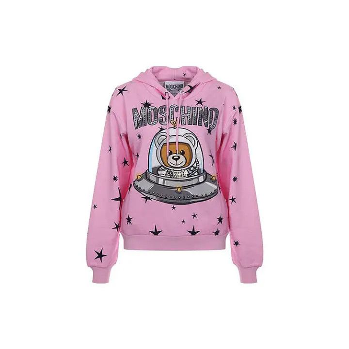 Moschino Moschino Pink Bear Print Hoodie for Women 0079 Size L / US 10 / IT 46 - 1 Thumbnail