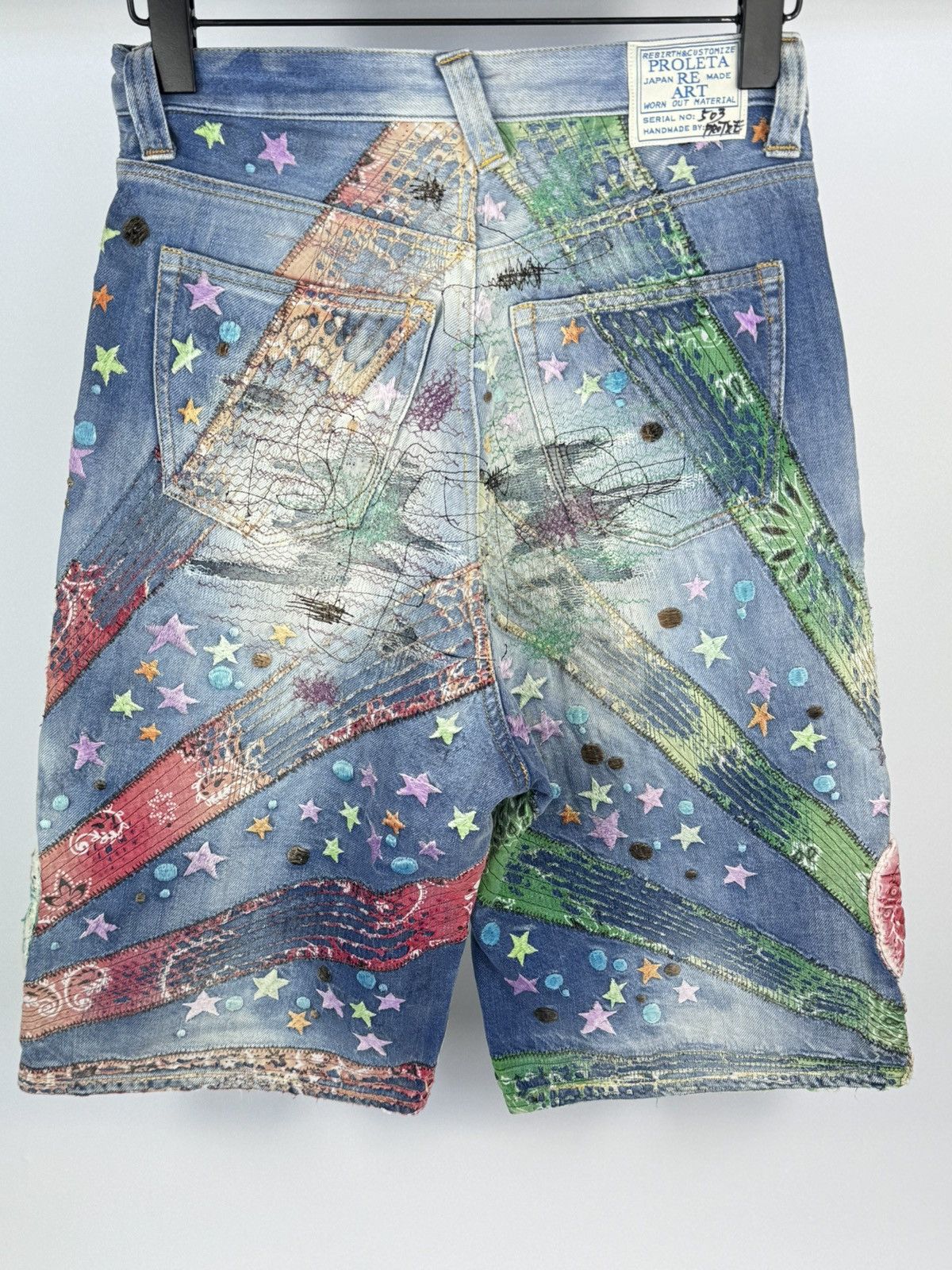 Proleta Re Art ERI MEME GLITCH STRAIGHT LEG SUPER MARIO EMBROIDERED SHORTS Size US 29 - 2 Thumbnail