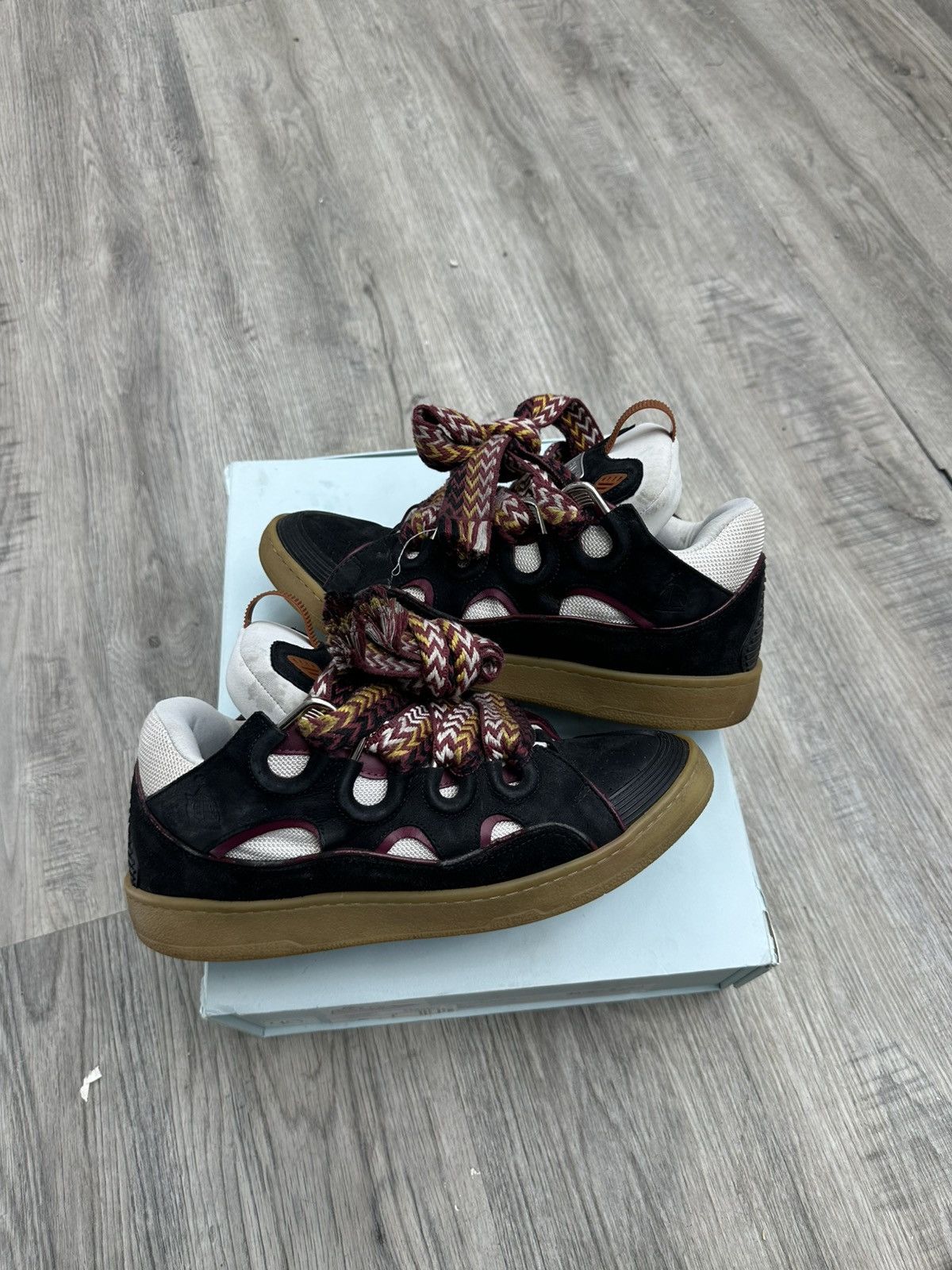 Lanvin Lanvin Curb Sneaker Black Maroon Red Laces Size US 11 / EU 44 - 2 Thumbnail