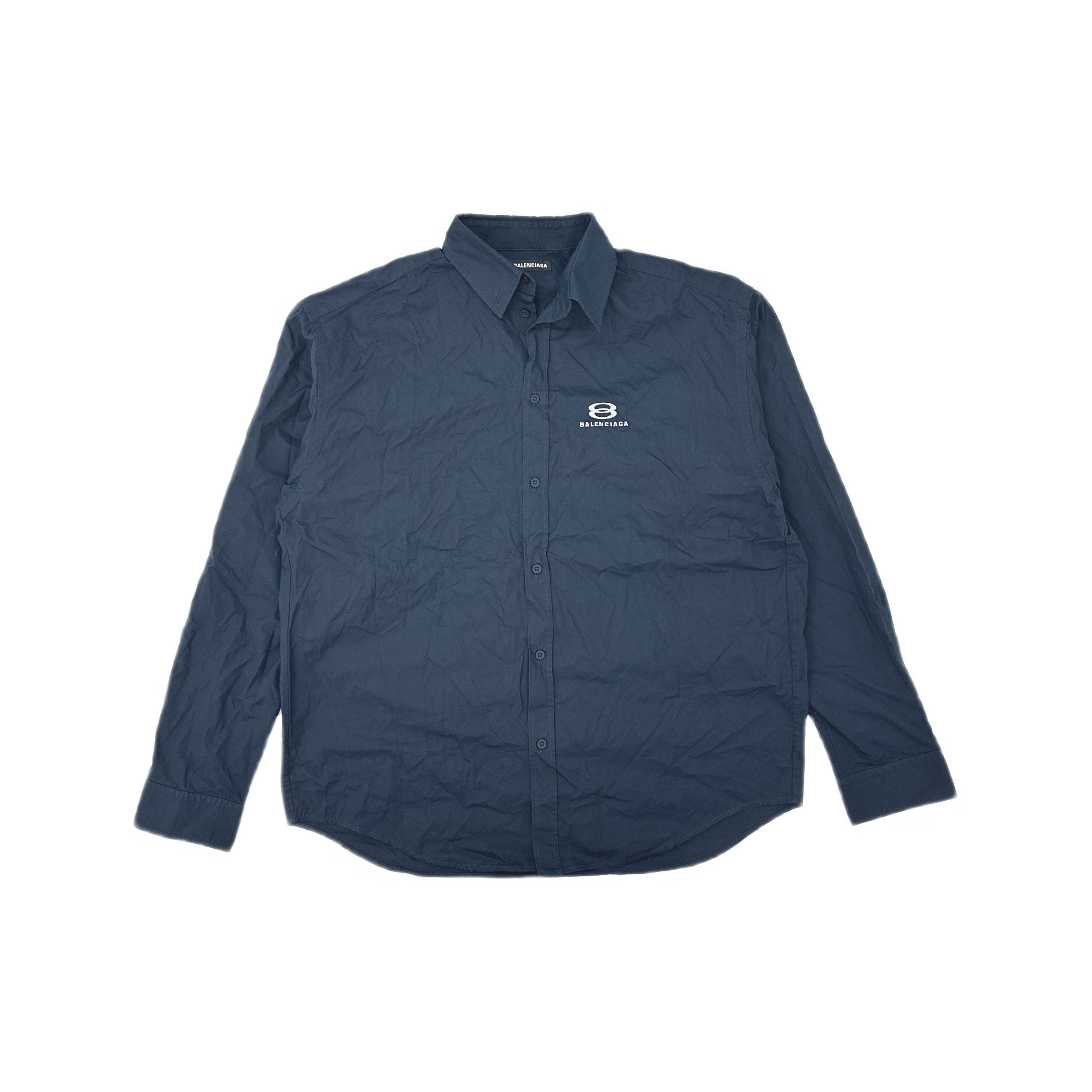 Balenciaga Balenciaga Unity Logo Blue Long Sleeve Shirt 38 Size US S / EU 44-46 / 1 - 1 Thumbnail