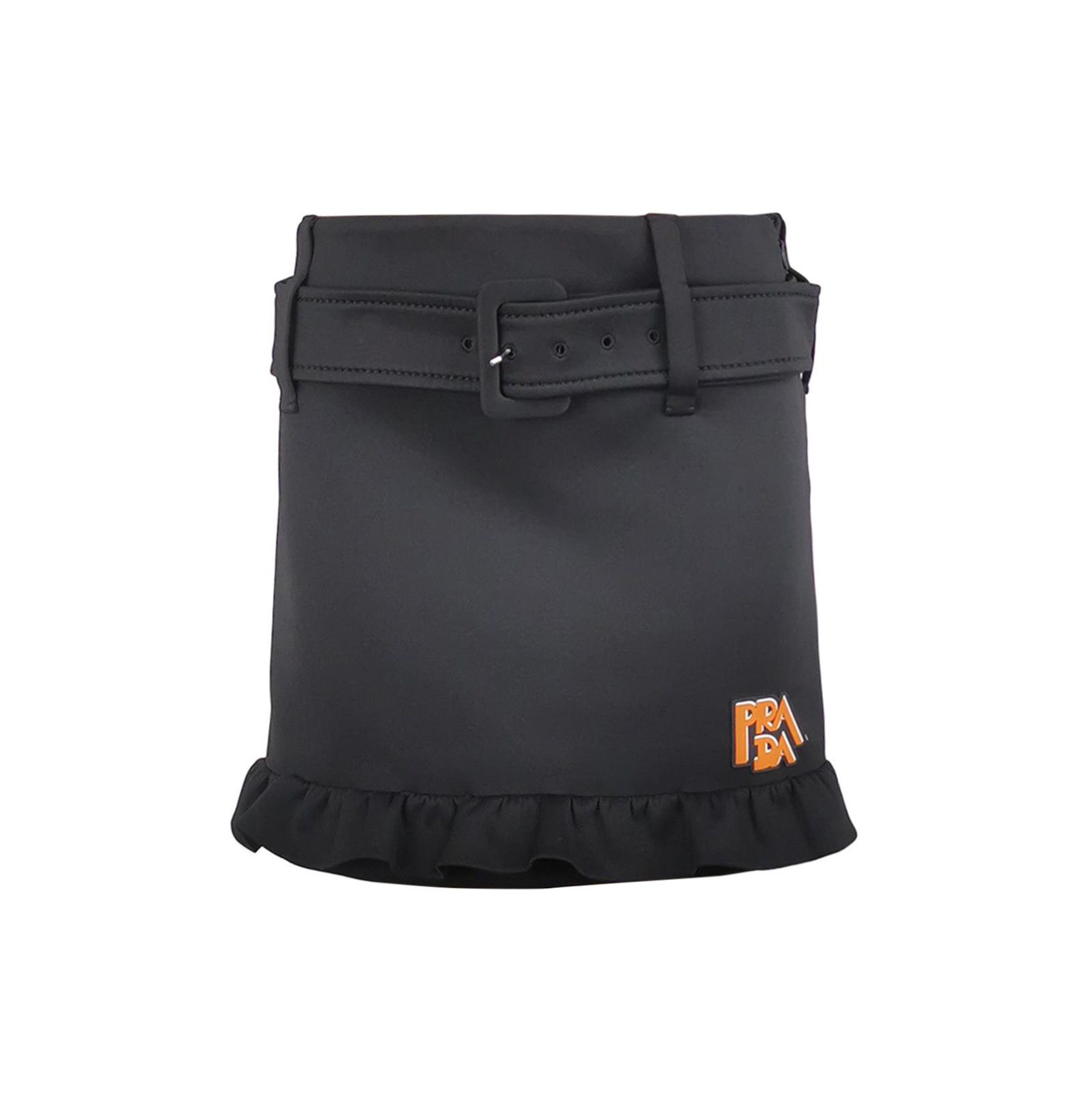 Prada Prada Logo Waist Ruffled Skirt in Black 0089 Size 40" / US 18 - 1 Thumbnail