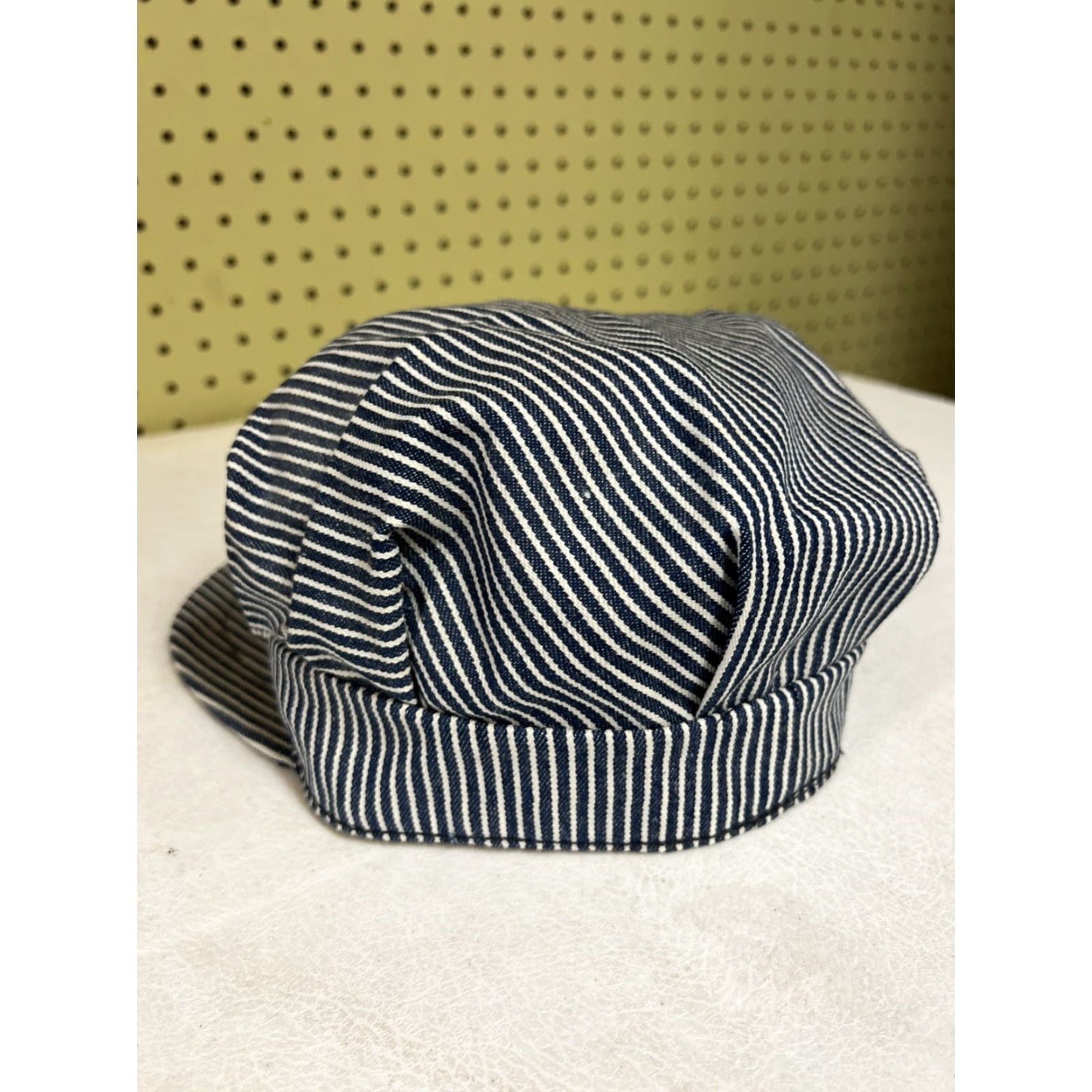 Vintage VINTAGE United Hatter Cap & Millery Hat Conductor Ball Train Striped Denim Cotton Blue Small Unisex Adults Men Women Cap & Millery Conductor Hat Size ONE SIZE - 4 Thumbnail