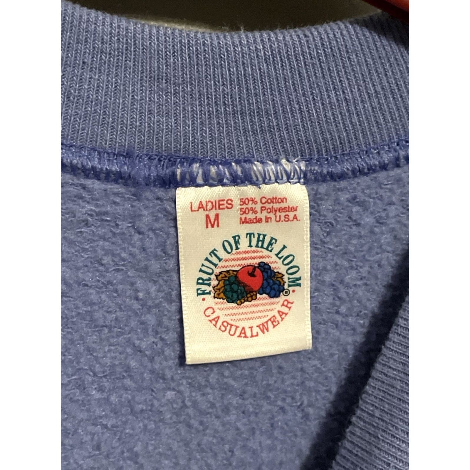 Fruit Of The Loom VINTAGE 80s Flower Sweatshirt Women’s M Blue Logo Graphic Print Pullover Casual Wear United States 1980s 70s 90s Fruit of the Loom Size M / US 6-8 / IT 42-44 - 4 Thumbnail