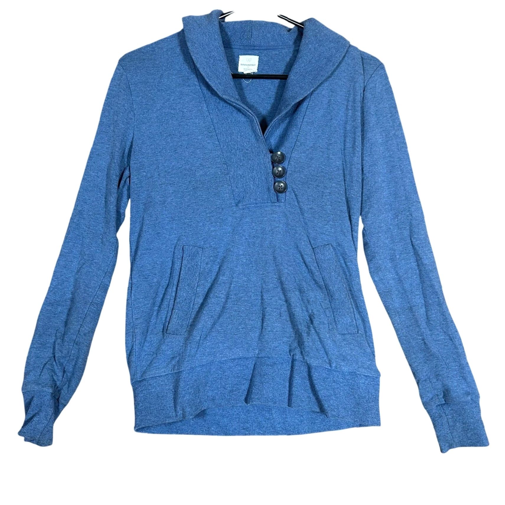 Banana Republic Banana Republic Womens Sweater Blue V Neck Pullover Henley Stretch Small Size S Size S / US 4 / IT 40 - 2 Thumbnail