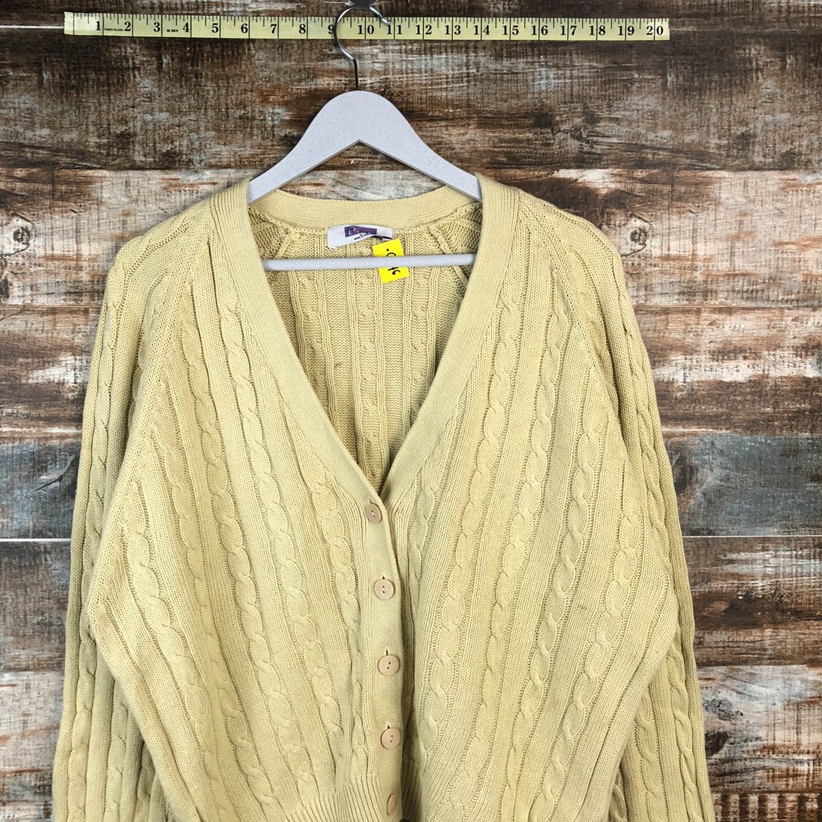 Vintage DLL Rama japan vintage Yellow Cardigan Knitwear #C046 Size US L / EU 52-54 / 3 - 2 Thumbnail